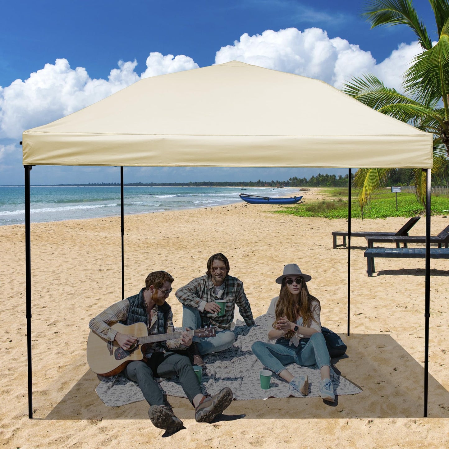 NINAT Canopy Replacement Top Tent Top Cover for 10x10ft Pop Up Paty/Tent (Vertical Leg) Instant Canopy Cover Beige 1pcs Only
