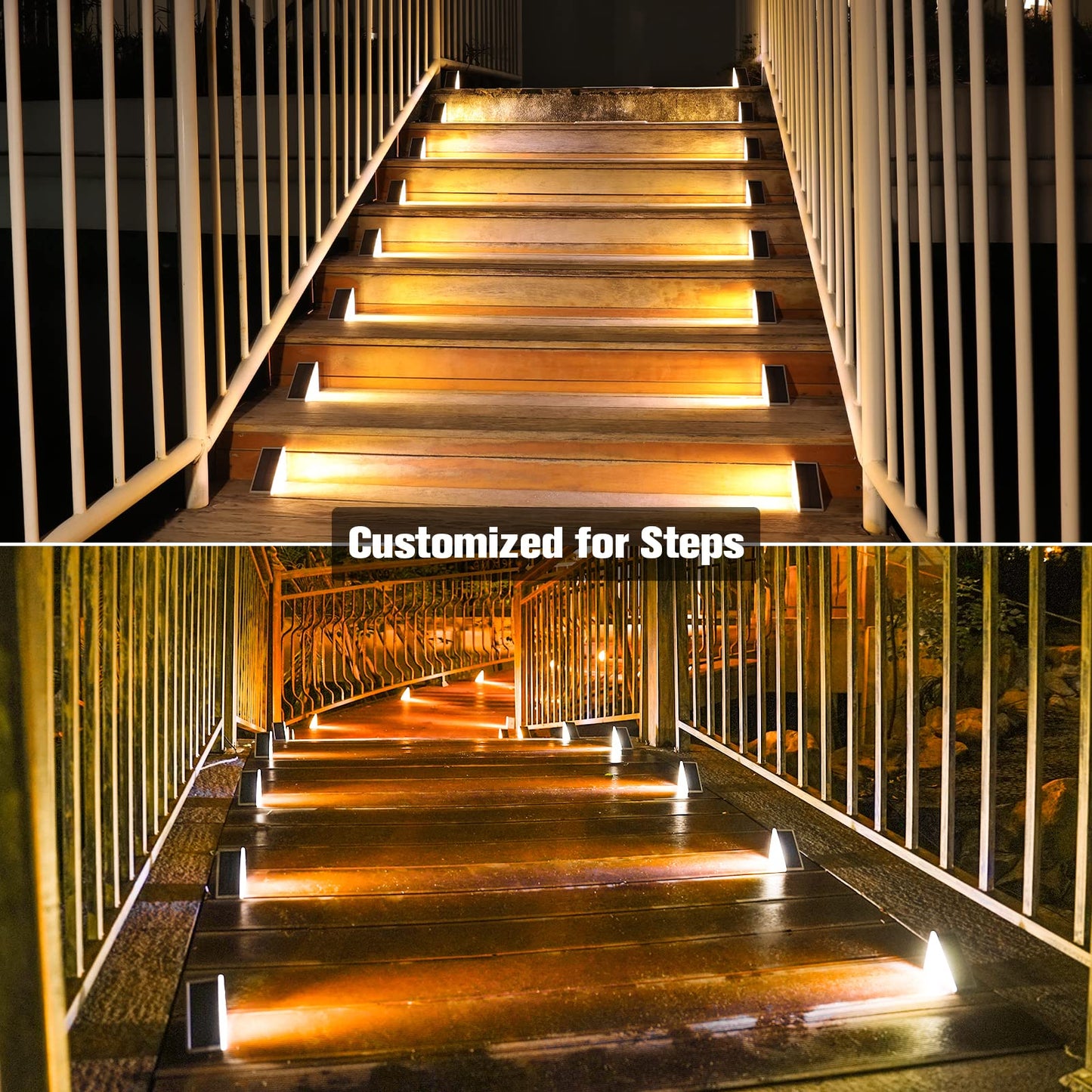 VOLISUN Outdoor Stair Lights 8 Pack, Solar Step Lights Waterproof IP67,80 Lumen, Led Step Lights Outdoor for Garden Backyard Stair, Staircase, Front Step, Front Porch and Deck(Warm White)