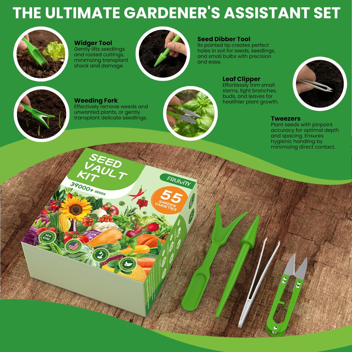 55 Vegetable Seeds Variety Pack - 39,000+ Heirloom Seeds for Planting Vegetables and Fruits, Non-GMO Garden Seeds for Outdoor Planting Christmas Unique Gift for Mother, Women, Mom, Friend