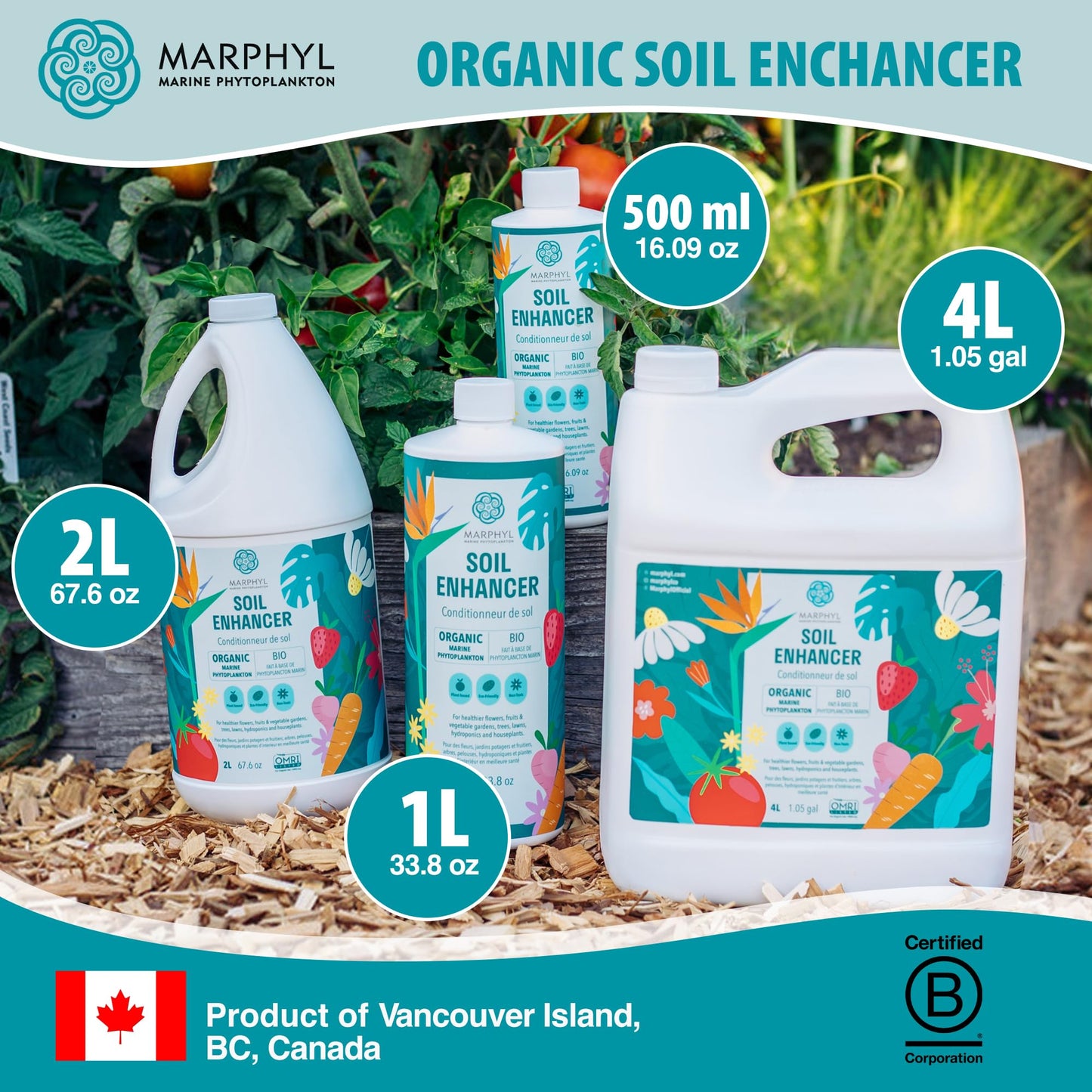 MARPHYL Organic Liquid Fertilizer – Indoor & Outdoor House Plant Fertilizer - All-Purpose Nutrient-Rich Plant Food - Soil Enhancer for Garden, Flowers, Vegetables, Succulents, Bamboo, Hydroponics