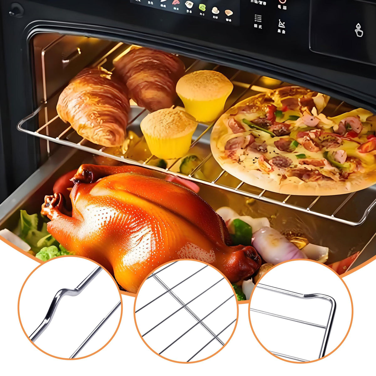 Evecad DG75-01001C Oven Rack, DG75-01001D Range Rack-flat for Samsung Oven Accessories DG75-01001A NE63A6511SS NX60A6511SS 304 Stainless Steel Oven Rack, 1 Pack