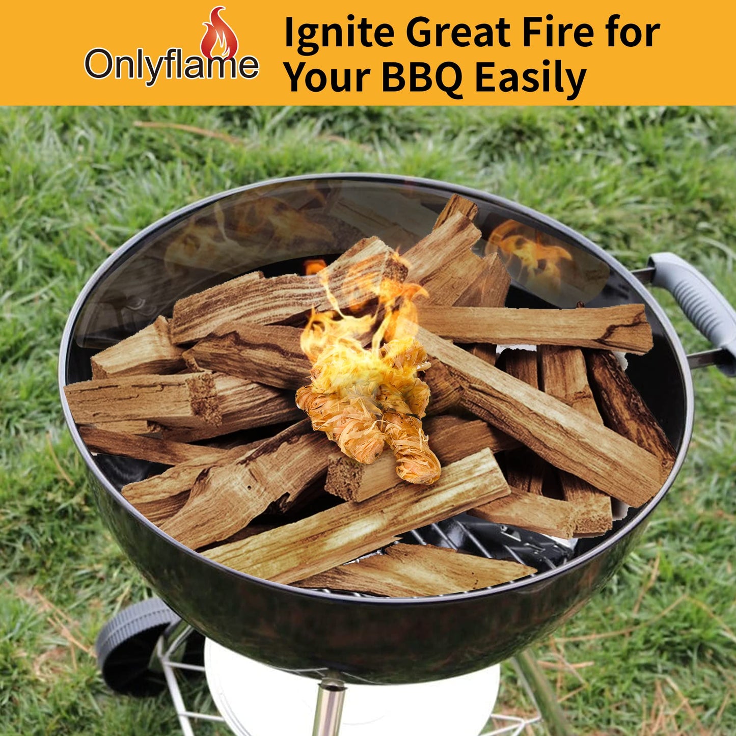 Onlyflame 108 pcs 100% Natural Charcoal Fire Starters for Fireplace, Wood Stove, Campfires, Fire Pit, BBQ, Chimney, Pizza Oven - Charcoal Starters for Indoor/Outdoor Use