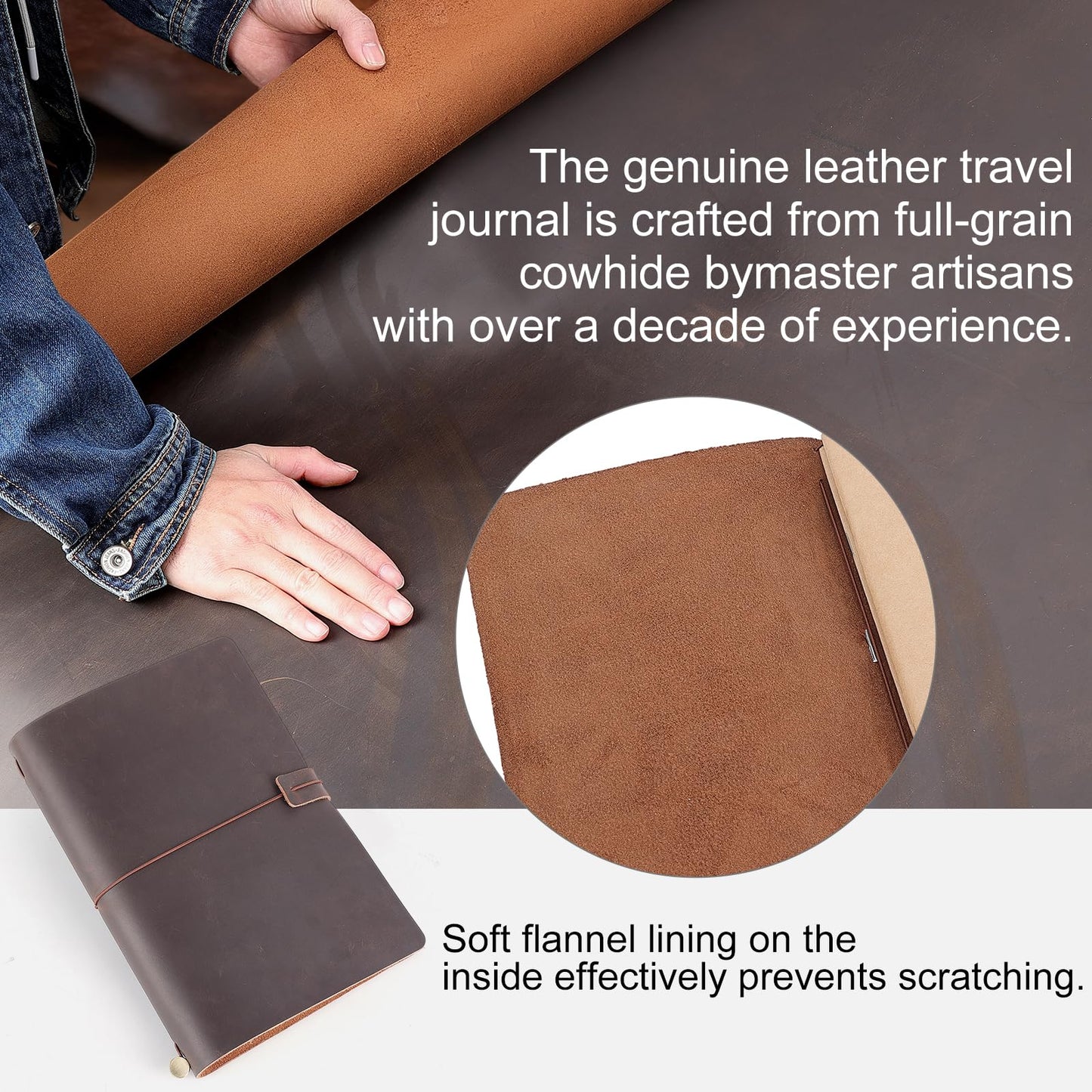 TIDING Genuine Leather Notebook Travel Journal for Men & Women, Refillable A5 Writing Journals Diary with Blank Pages for Writing, Drawing, and Sketching