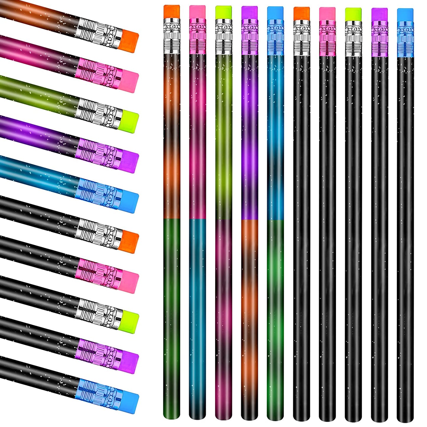 100 Pieces Color Changing Mood Metallic Glitter Pencil with Eraser Wooden Pencils Heat Activated Color Changing Pencils Thermochromic Pencils for Graduation Kids Birthday Gift Party Favors