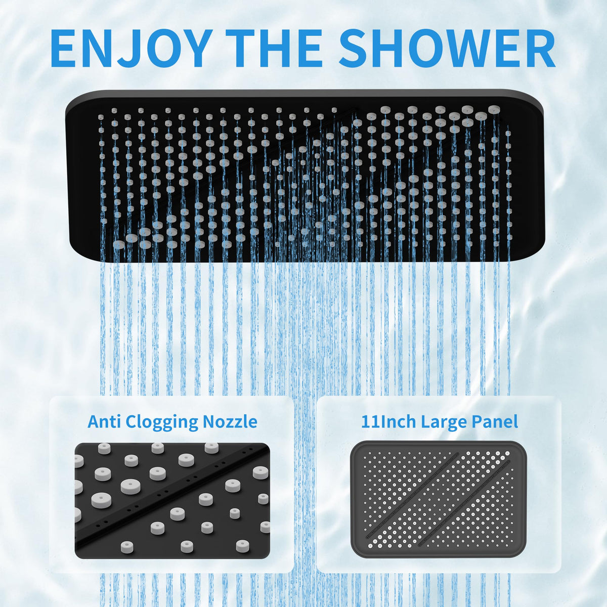 RFOUO 11 Inch Rain Shower Head with Handheld, High Pressure Dual Shower Head Combo with Adjustable Arm, 3-Mode Detachable Handheld Spray with 59 Inch Hose Matte Black