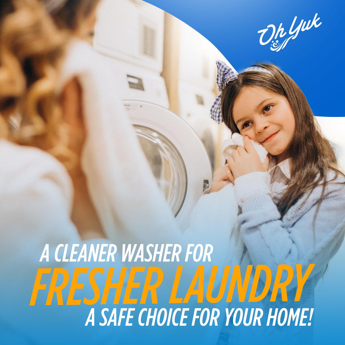 Oh Yuk Washing Machine Cleaner for All Washers (Top Load, Front Load, HE and Non-HE), Natural Citrus Fragrance, Four Cleanings Per Bottle, Septic Safe, 16 Fl Oz
