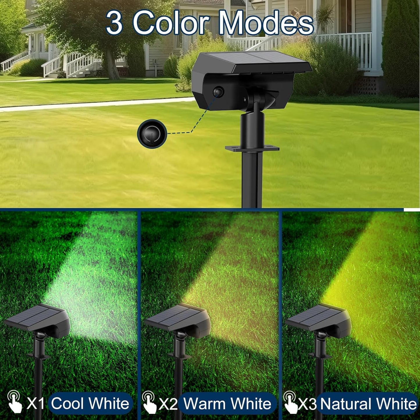 Solar Spot Lights Outdoor Waterproof, 3 Modes Landscape Spotlights, Dusk to Dawn Solar Powered Flood Wall Lights for Outside, Solar Garden Lights for Yard Porch (6PACK)