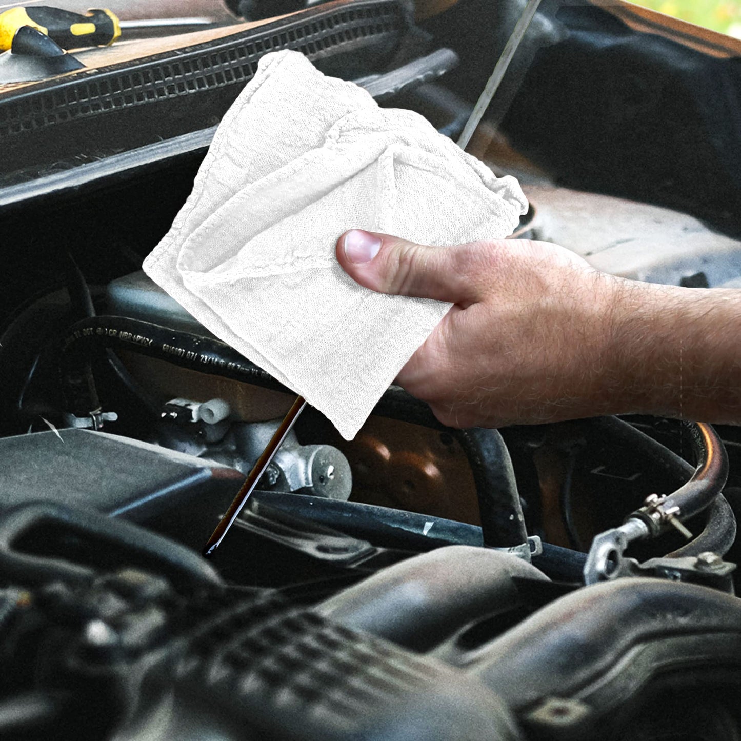 Detailer's Preference Automotive Shop Towels, Cotton, 11"x12", White, 50 Pack