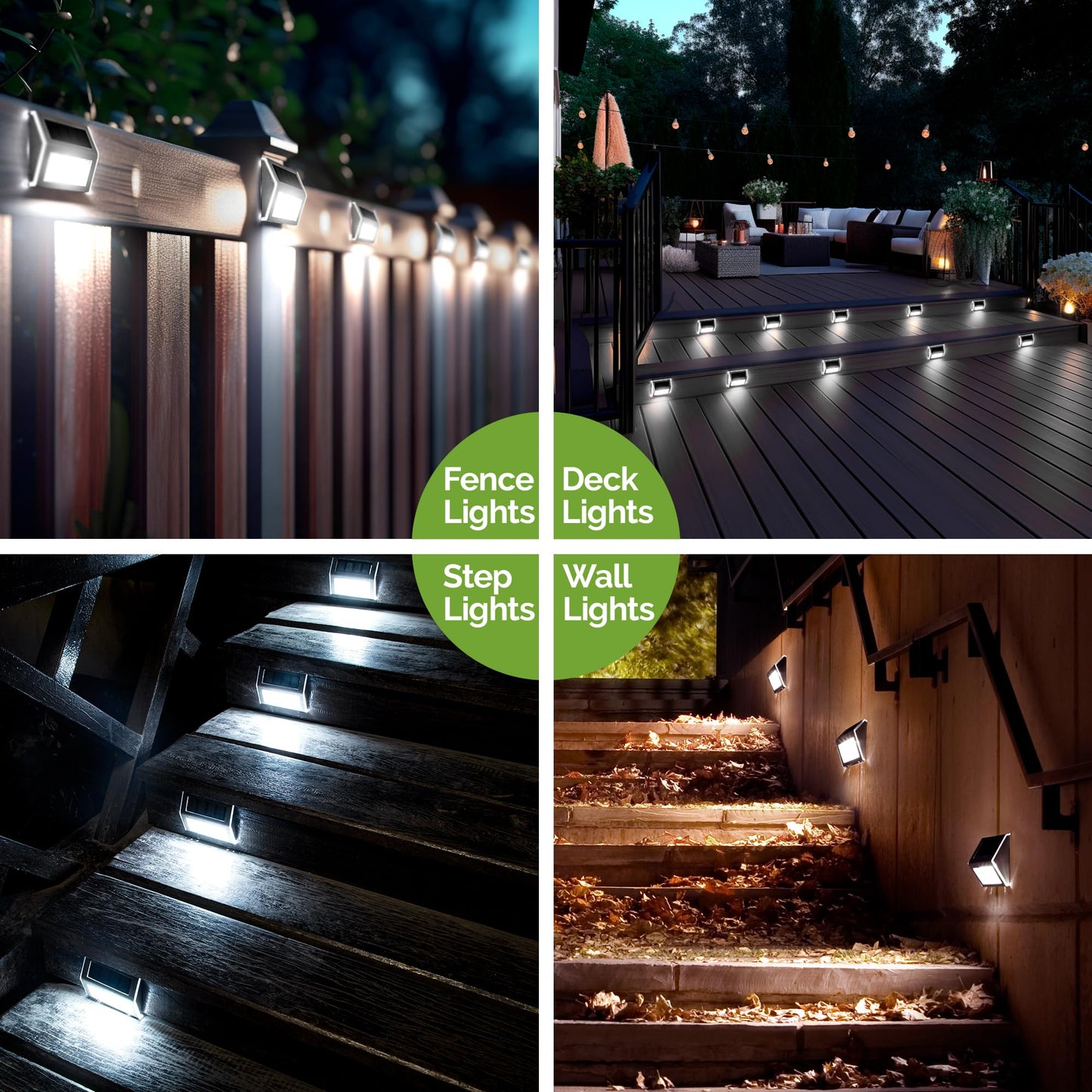 COOZAMING Solar Deck Lights, Solar Fence Lights Outdoor Waterproof Light 3 LED Stainless Steel Led Stair Light for Deck, Step, Stair, Pathway, Walkway, Garden (Cold White 12 Pack)