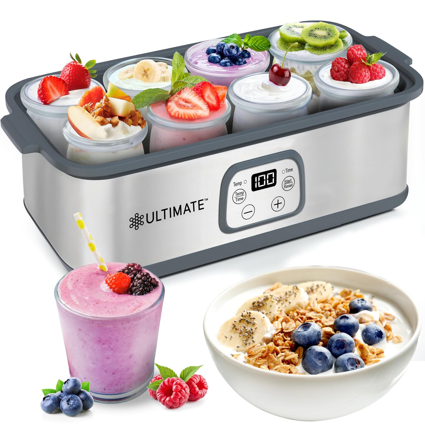 Ultimate Probiotic Yogurt Maker with Adjustable Temperature & Time Control - Make Trillions of Live Probiotics & Get Better Gut Health - ULTIMATE LIFETIME WARRANTY - Wellness Gifts for Men & Women