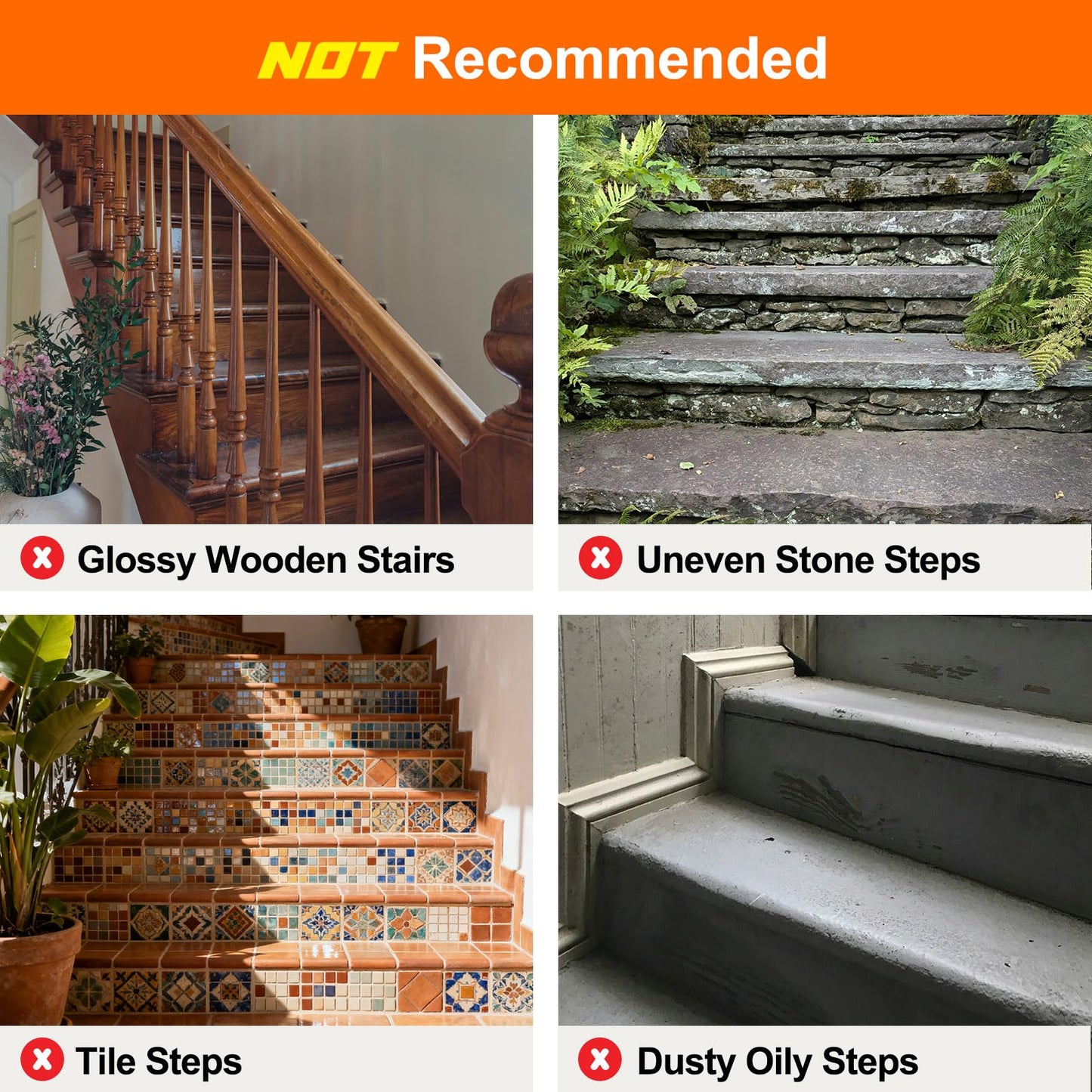 Spurtar Clear Stair Treads Anti Slip Tape, Stair Runners for Wooden Steps Transparent Grip Tape Stairway Pads, Stair Treads Non Slip Indoor Outdoor Use,4"x32"-15 PCS