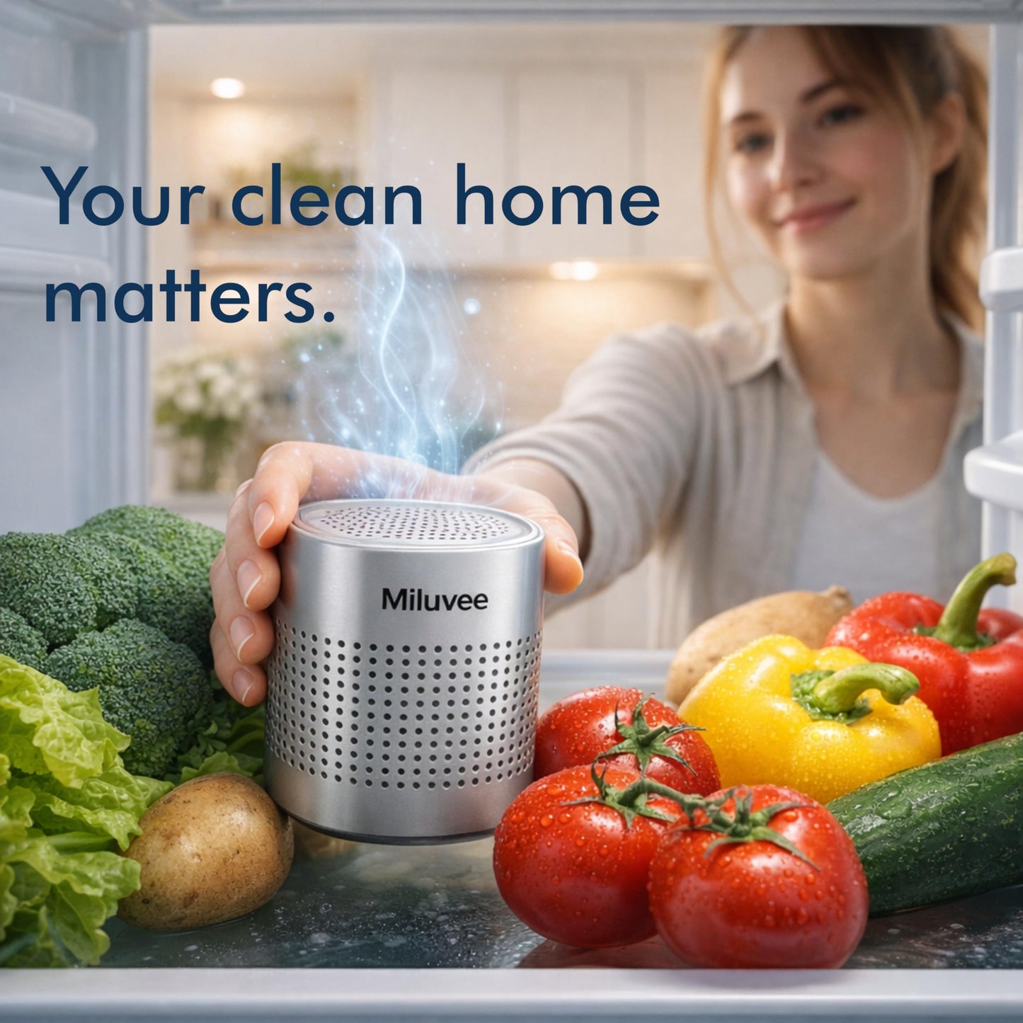 Miluvee Premium Refrigerator Deodorizer, 10-Year Odor Eliminator for Freezer, Car, Pet | Produce Saver, Odor & Gas Absorber, Reusable Air Purifier, Kitchen Gadget, Outperform Baking Soda Charcoal Bag
