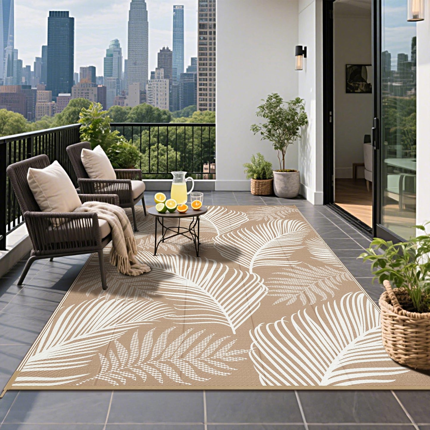 Pauwer Outdoor Rug 5x8 Waterproof for Patios, Reversible Outdoor Plastic Straw Rug, Indoor Outdoor Area Rugs Carpet RV Mat, Outdoor Patio Camping Rug for RV, Picnic, Backyard, Deck, Balcony, Porch
