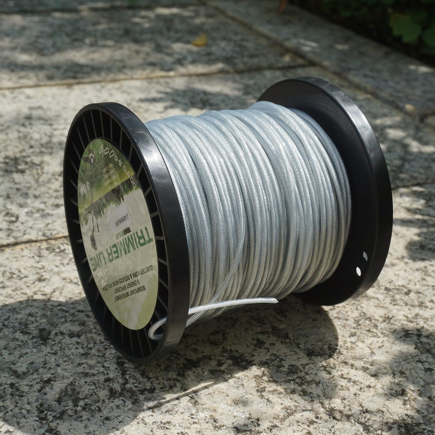Akuoly Heavy Duty Steel-Core Trimmer Line– 0.095" 196ft Durable Trimmer Spool with Inner Steel Wire & Nylon Coating for String Trimmers on Thick Weeds, Fil Coupe Bordures with Storage Reel