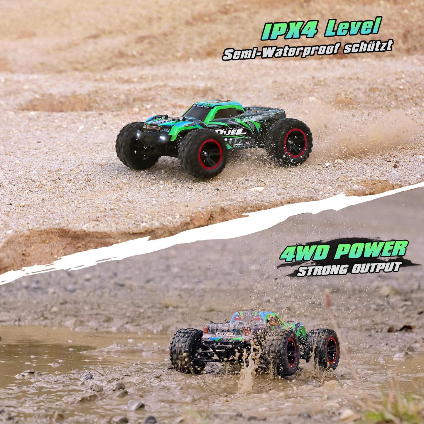 HAIBOXING 1:14 Scale RC Cars, 42km/h High-Speed 4WD Off-Road Waterproof RTR Hobby RC Truck with 2.4 GHz Remote Control for Adults & Boys, Electric Vehicle 2 Rechargeable Batteries, 2 Shells HBX2105
