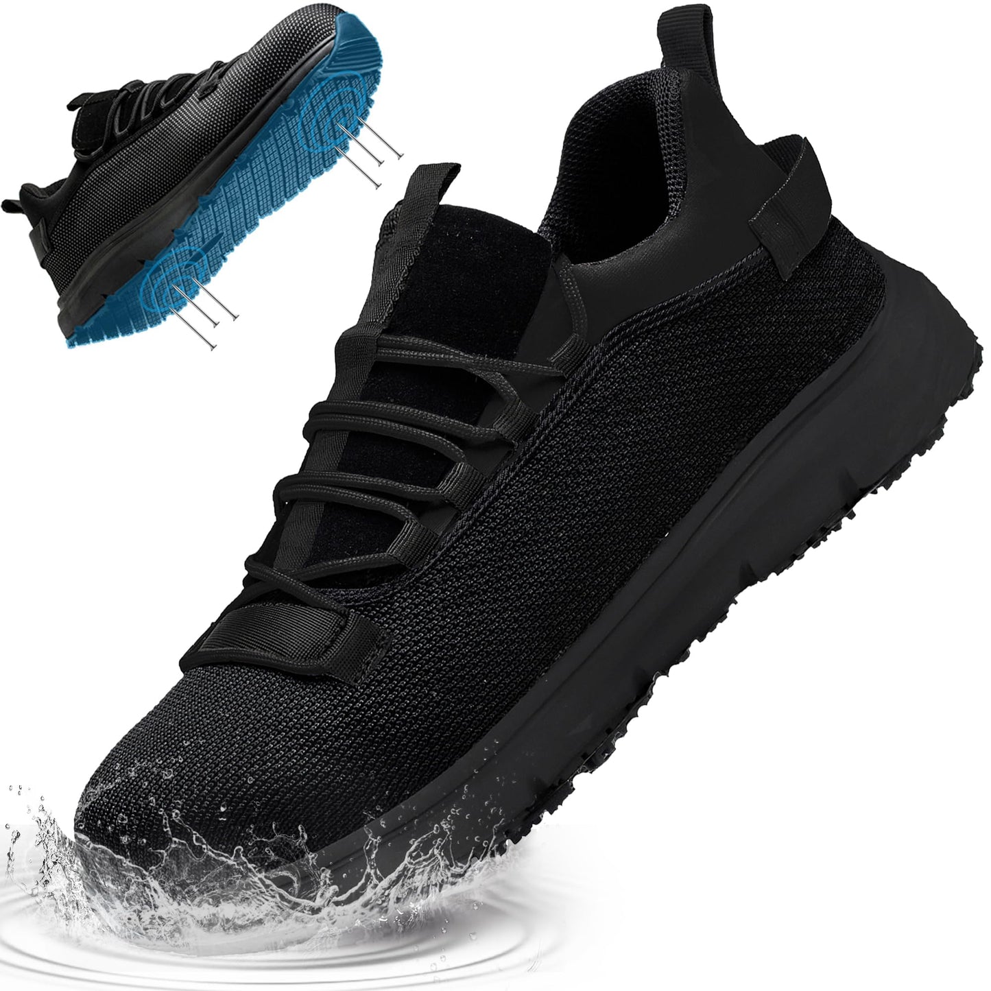 Ulogu Non Slip Steel Toe Work Shoes for Men Women Waterproof Lightweight Indestructible Safety Sneakers Roofing Construction Zapatos Trabajo Hombres Antideslizantes seguridad Acero Black