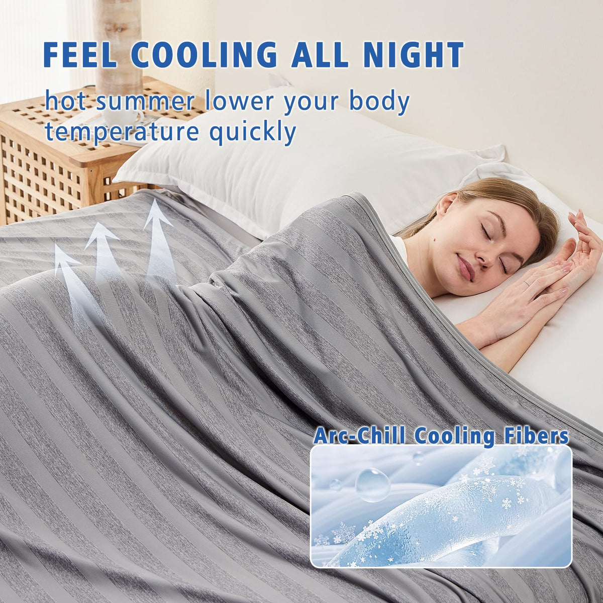 EMME Cooling Blankets for Hot Sleepers, Summer Blanket Twin 60"x80" for Bed, Thin Lightweight Throw Blanket for Couch, Double-Sided Keep Body Cool, Grey Cold Sheet Night Sweats