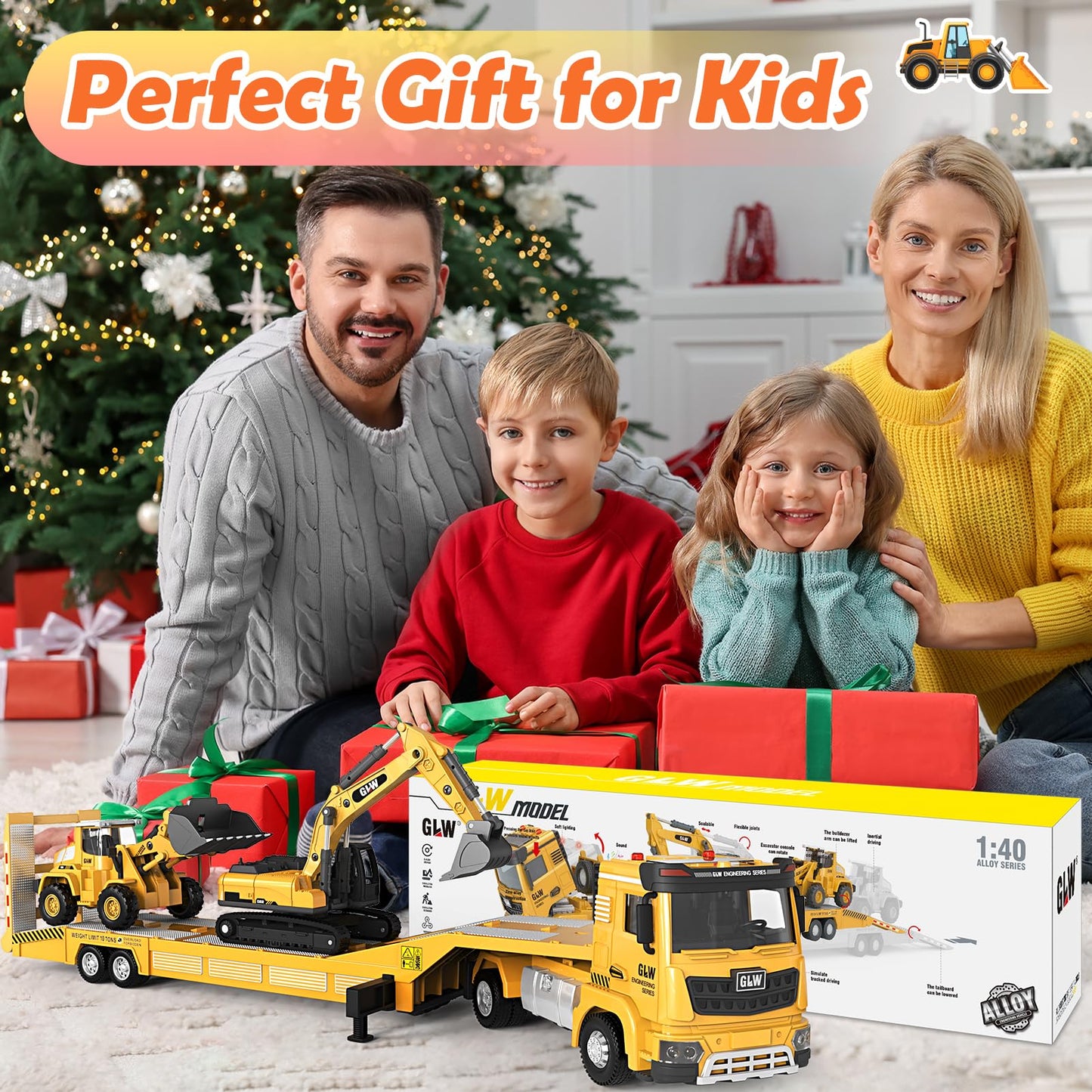 Construction Toys,Chardfun Construction Truck Set Toys for 3-9 Year Old Boys Vehicle Toys Truck Toy for Boys 4 5 6 7 8 Birthday Gift Toddler Toys