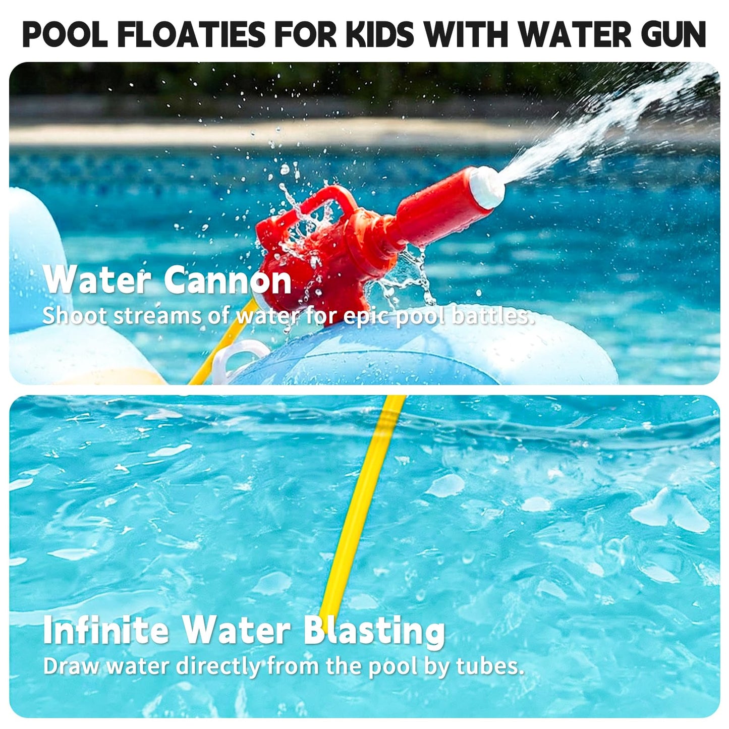 WINGYZ Pool Floaties for Kids with Water Gun, 2026 New Inflatable Swimming Pool Rafts Toys Boat, Shark Shaped Ride-on Pool Floats for Kids Aged 3-12,Use for Summer Pool Beach Water Toys Games Party