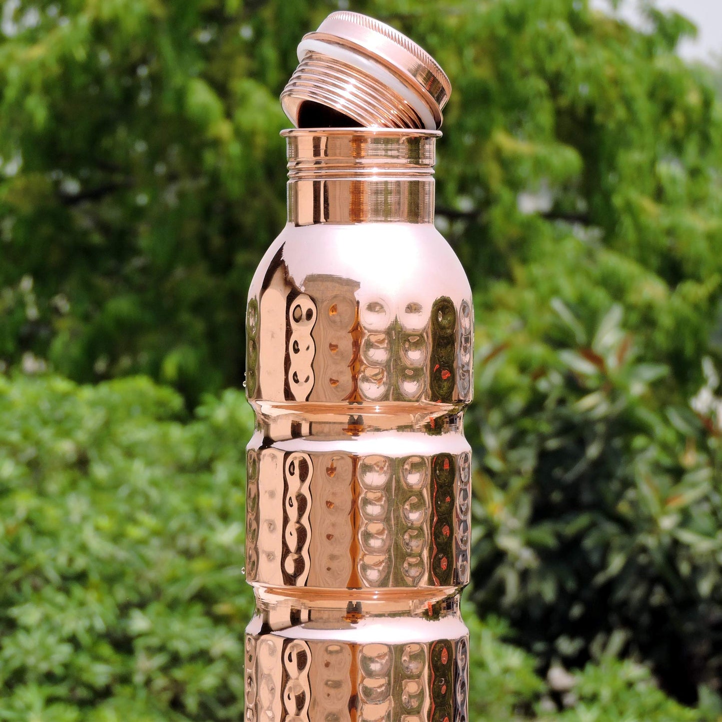 HealthGoodsIn - Pure Copper Seamless Hammered Water Bottle for Ayurvedic Benefits | Joint-free Copper Water Bottle