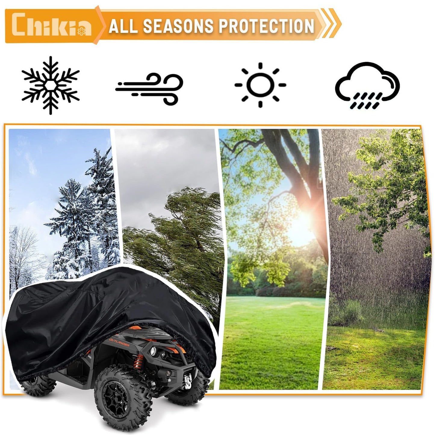 XXL ATV Cover 420D 4 Wheeler Cover Compatible for Can am Outlander Polaris Sportsman CFMOTO Yamaha Hisun Honda Heavy Duty Waterproof All Weather Protection (90.5''L x 49''W x 51''H)