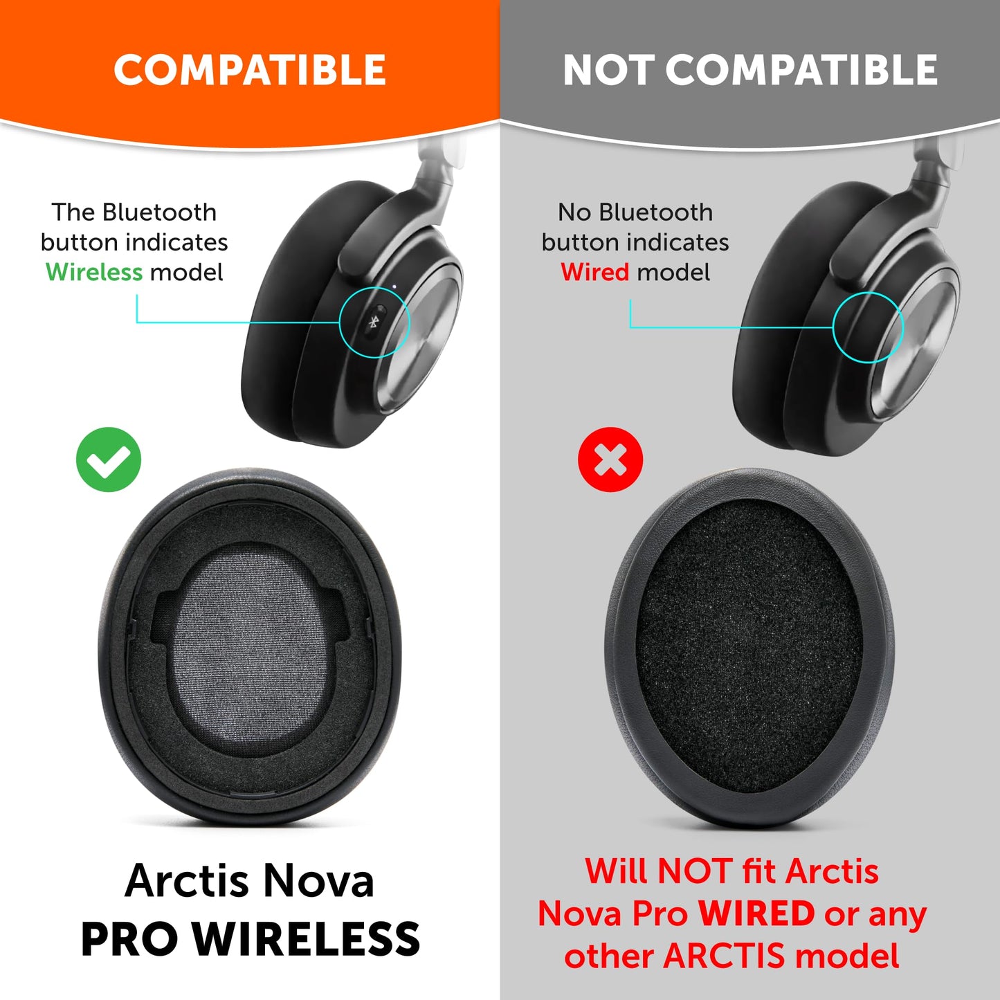 WC Freeze Nova Pro Wireless - Cooling Gel Earpads for Arctis Nova Pro Wireless & Nova Elite (Doesn’t Fit Other Models), by Wicked Cushions, Extra Thick & Comfortable | Black
