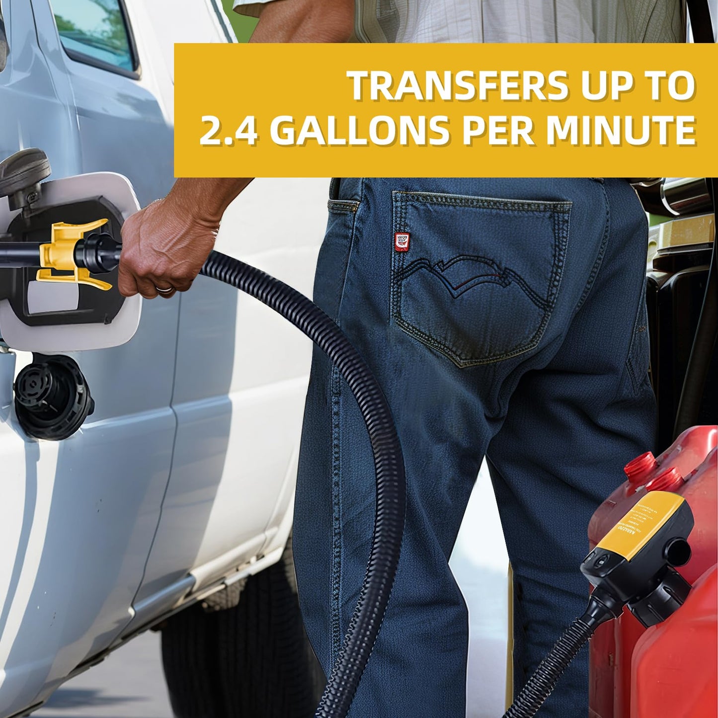 Gas Can Pump Battery Operated Fuel Transfer Pump with Auto Stop Sensor Automatic Fuel Transfer Pump Gas Pump Ideal For Gasoline(Batteries Not Included)