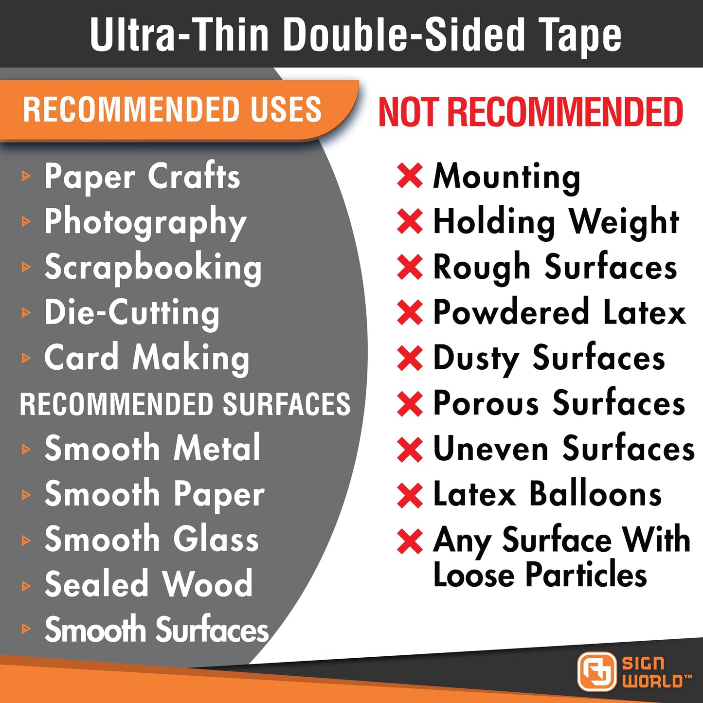AJ Sign World Best Ultra-Thin Permanent Double-Sided Tape (13cm by 50m/55 Yards) for Arts, Crafts, Photography, Scrapbooking - Tear-by-Hand, Paper Backing, All Purpose