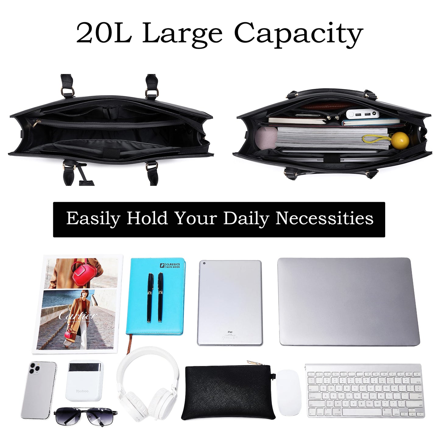 Laptop Bag for Women 17 inch Casual Work Bags for Women with USB Charging Port Laptop Tote Bag for Women with Clutch Purse