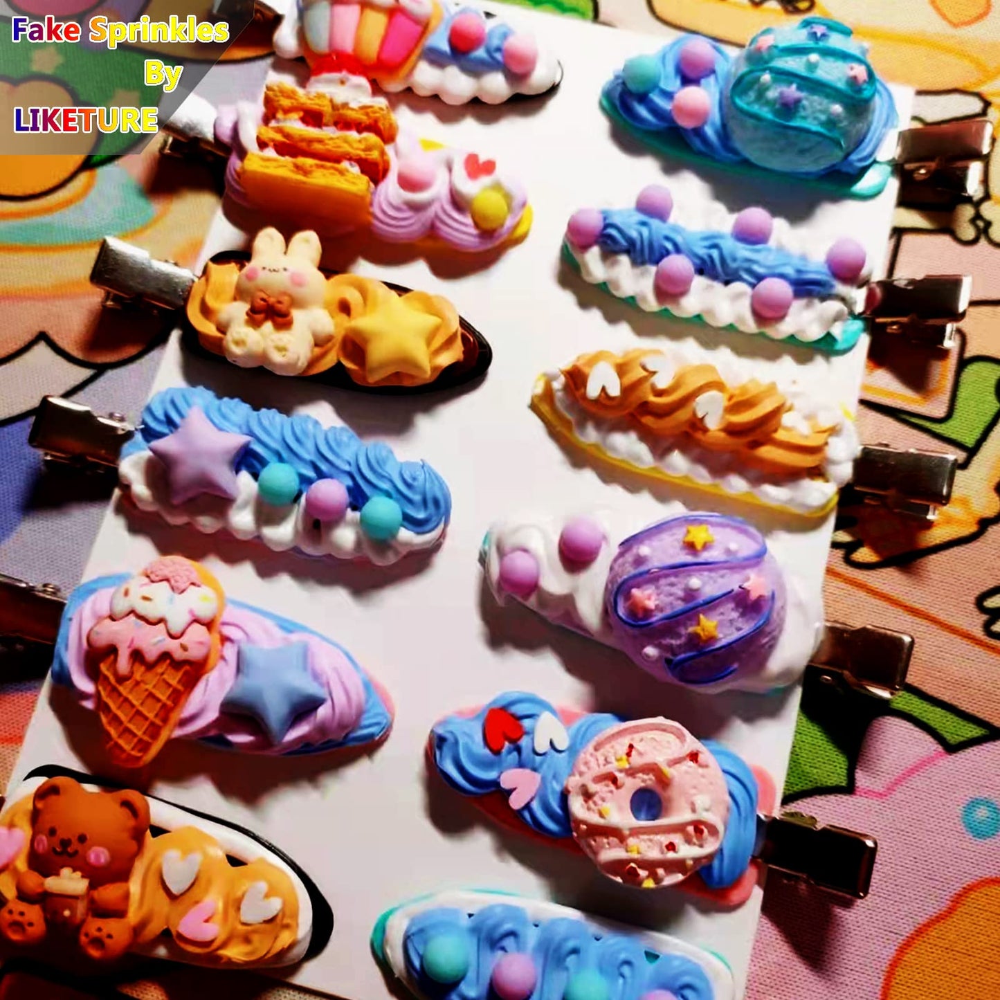LIKETURE Fake Sprinkles 12 Jars 180g Polymer Clay Sprinkles Fake Candy Sprinkles Faux Sprinkle for Resin Slime Craft Plastic Sprinkle Nail Art Phone Case DIY Shaker Card Filler (12 Mixed Colors-180G)