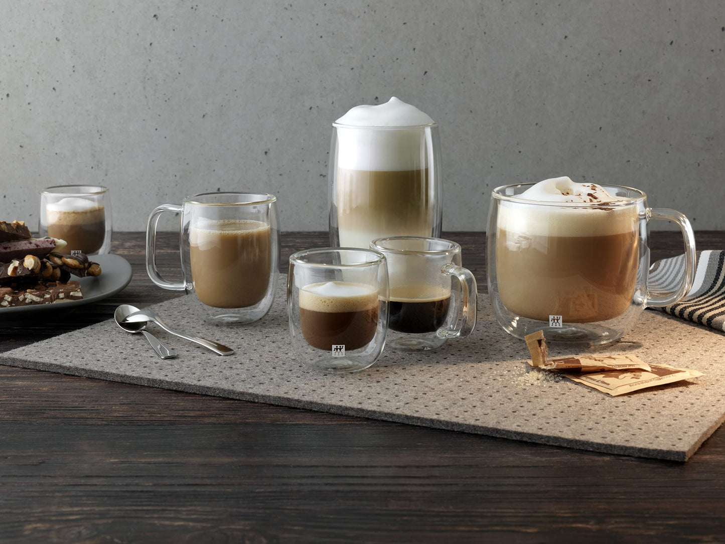 ZWILLING Sorrento 8 Piece Insulated Double-Wall Glassware Coffee Cup Set - Value Pack
