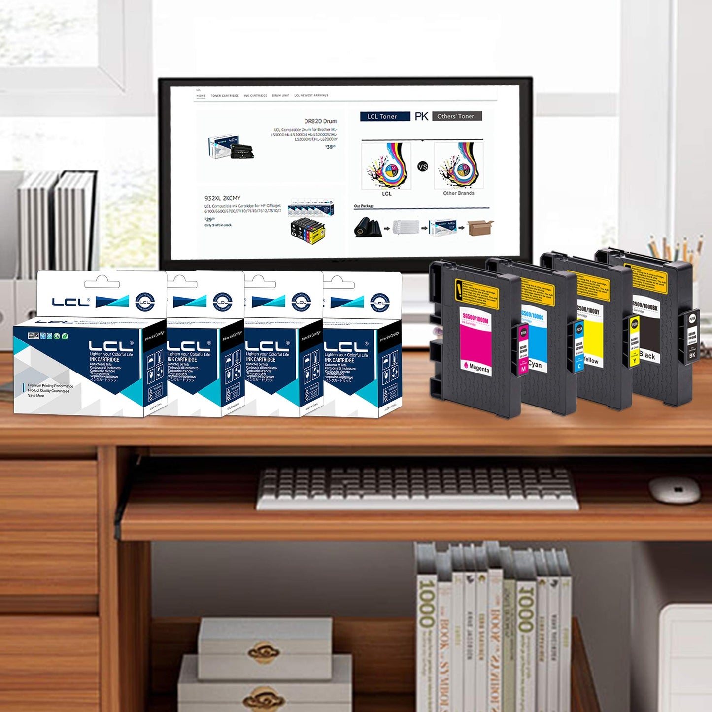 LCL Compatible Sublimation Ink for SG500 SG1000 PRINTAN Dink High Yield (4-Pack, Black Cyan Magenta Yellow) for Sawgrass Virtuoso SG500 SG1000