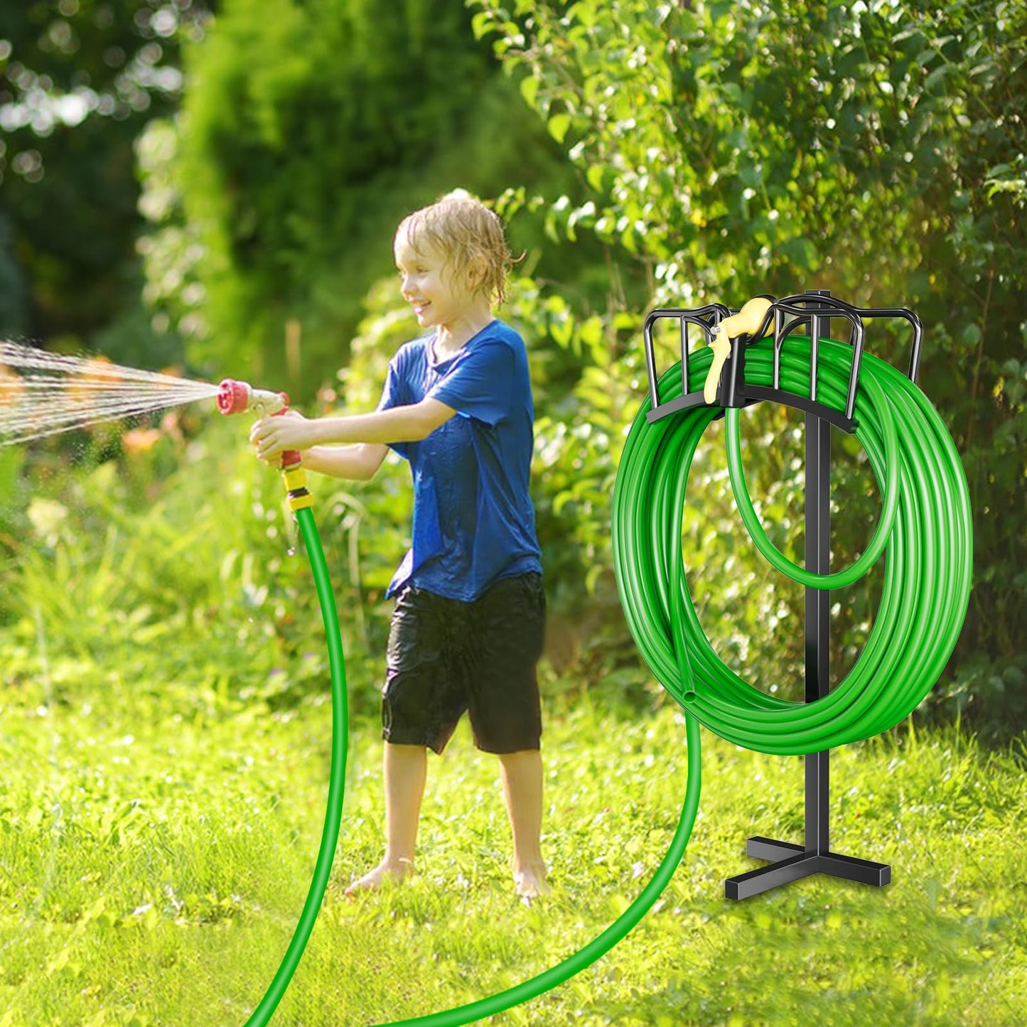 Garden Hose Holder, Freestanding Water Hose Holder for Outside, Garden Hose Storage Stand for Yard Lawn