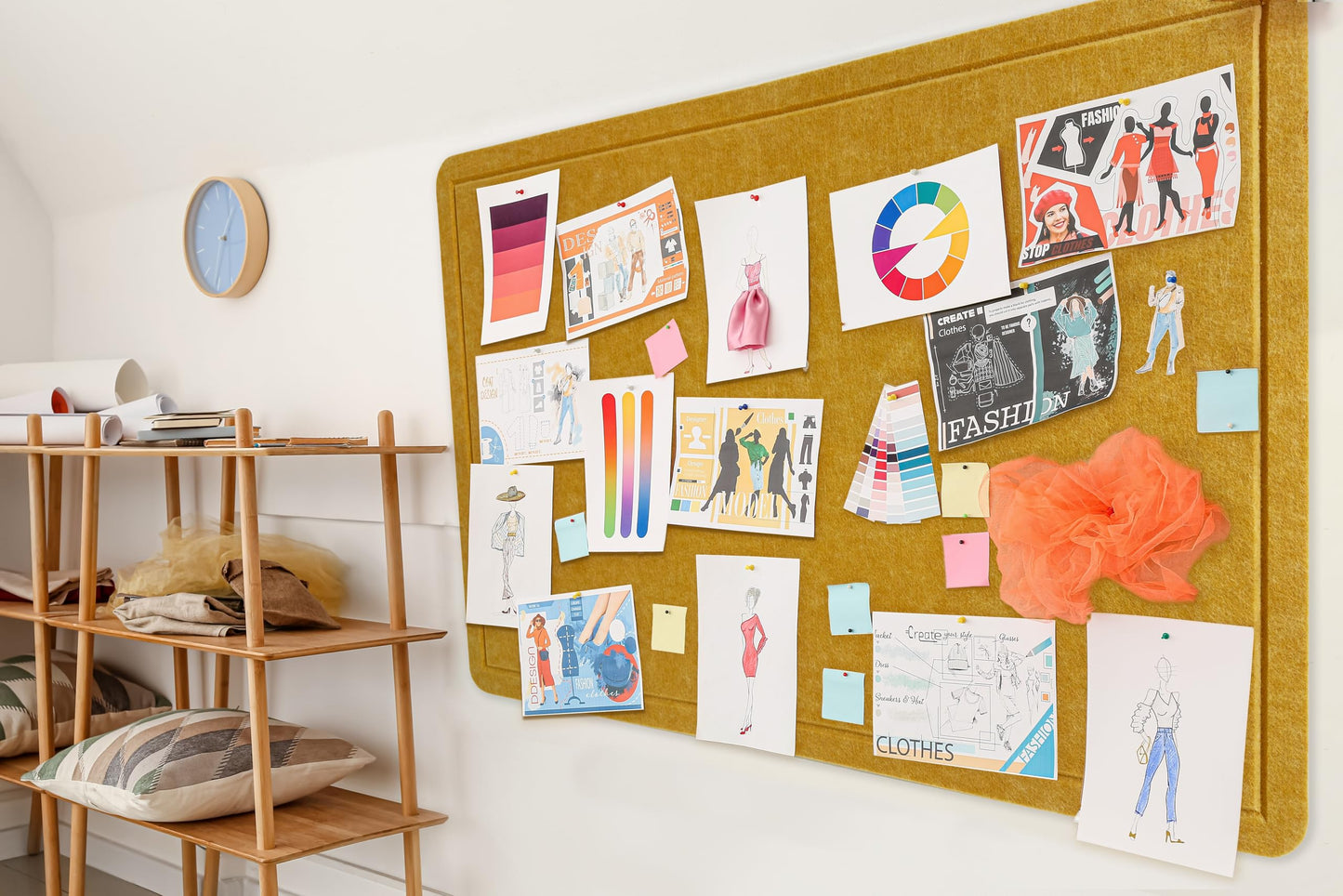 Yunihome Large Bulletin Board - Foldable 36x60 Inches Cork Board Alternative with 20 Push Pins, 5' x 3' Self-Adhesive Felt Bulletin Board for Wall, Home Office Classroom Decor
