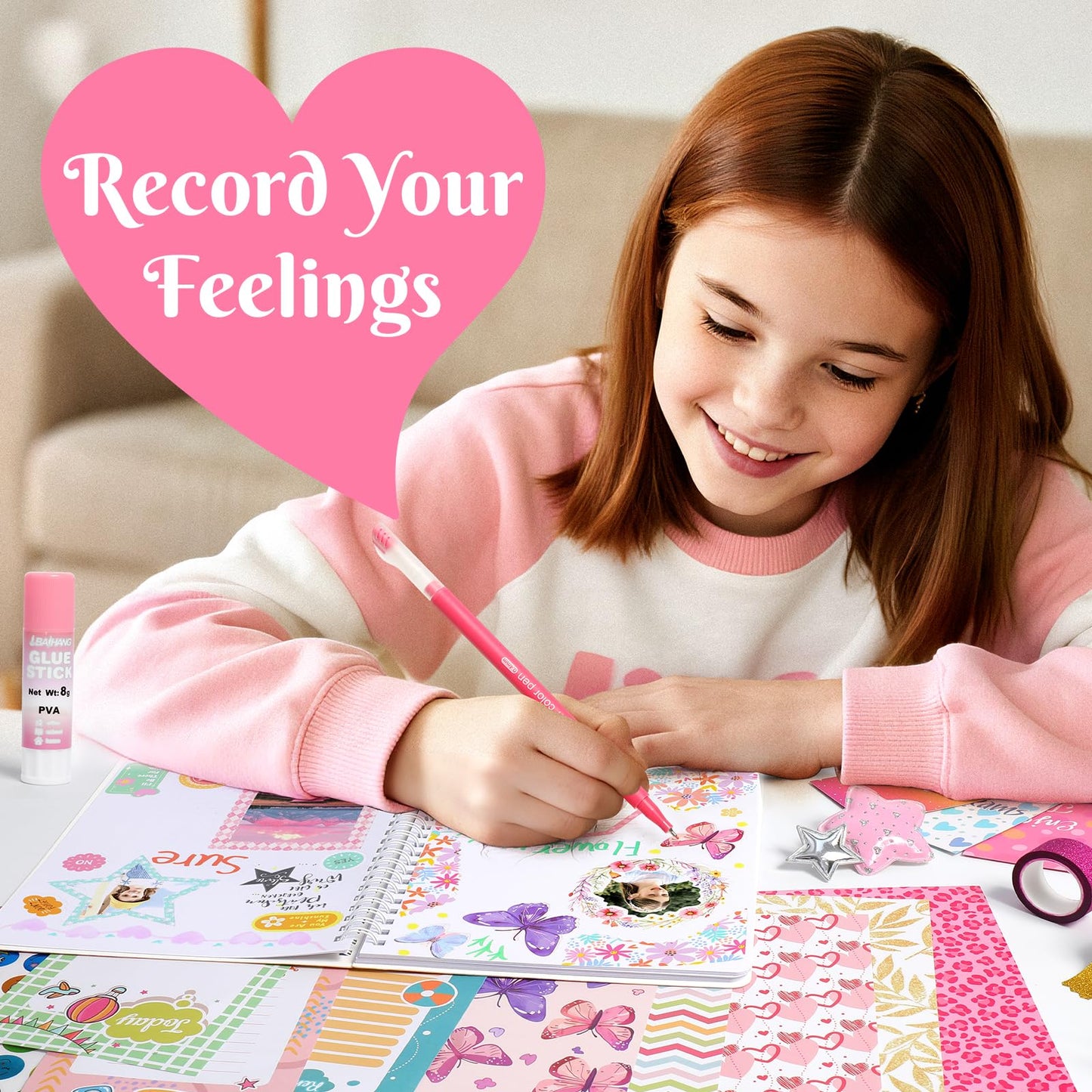 Axirata 2-Pack DIY Journal Kit for Girls, Journal Set for Tween & Teen Girls 6-8-14 Year Old, Art & Crafts Stationery Kit, Scrapbook & Diary Supplies Toy Set Birthday Christmas Ideal Gift for Girls