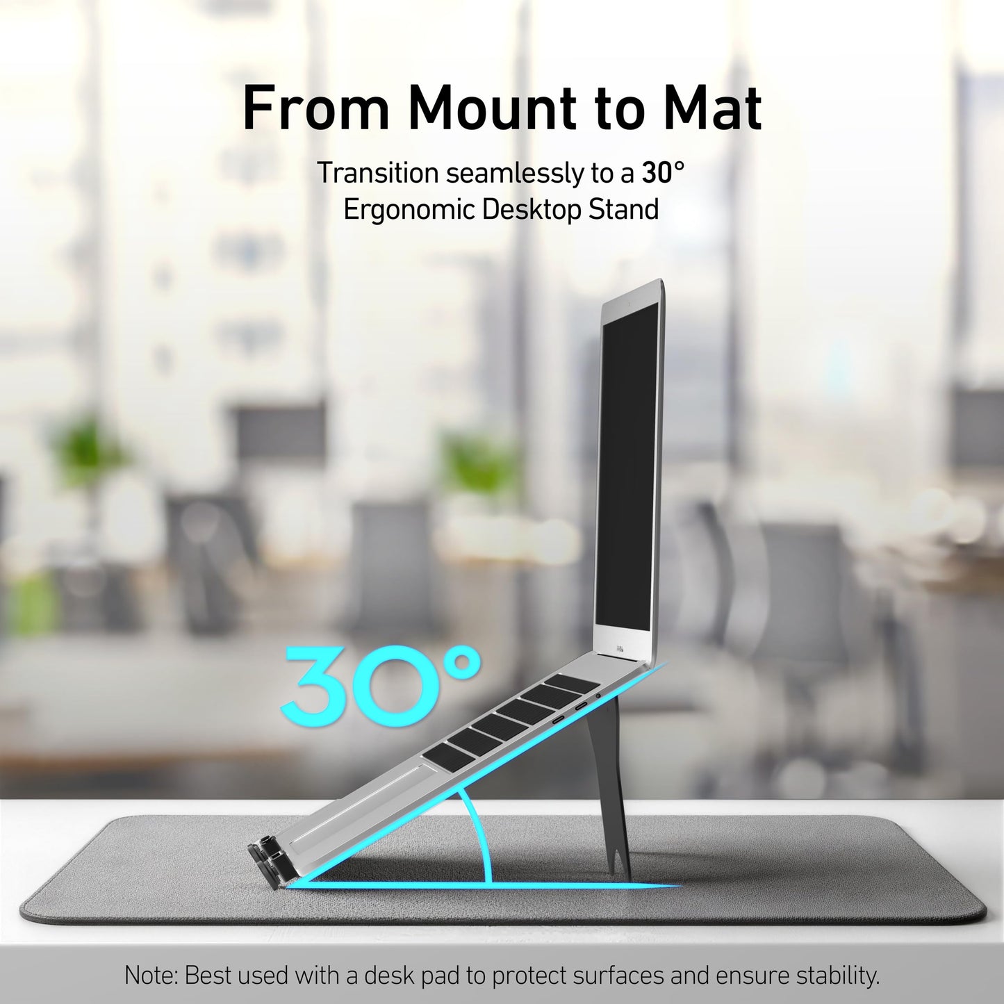 Ergounion VESA Laptop Tray for Monitor Mount, Holds Laptops up to 17.3 Inches and 28.6 lbs, Fits 100x100mm VESA, Notebook Tray Office Desk Accessories, Black