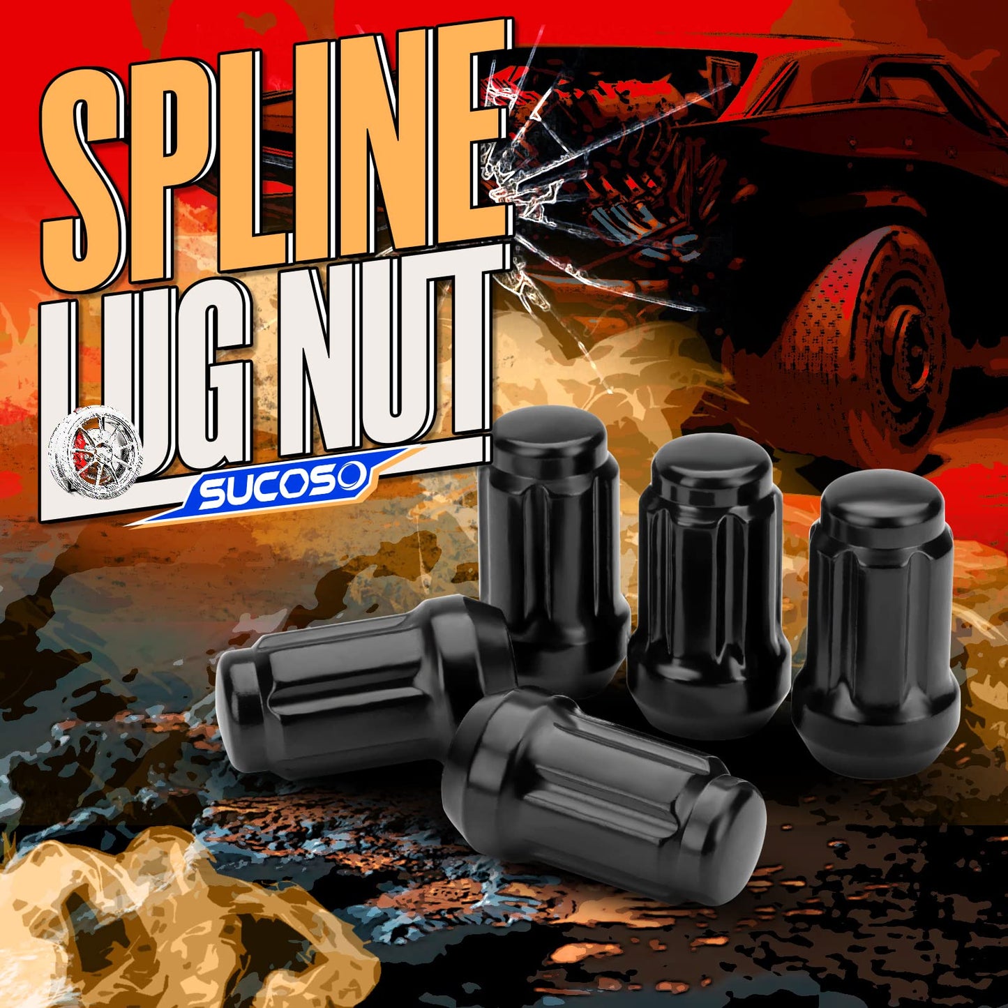 M10x1.25 ATV Lug Nuts for Honda Foreman Ranchers Yamaha Can Am Outlander Arctic Cat Kawasaki Suzuki Bombardier Quest, 16pcs Closed End 6 Spline 10x1.25 Wheel Lugnuts Cone/Acorn Seat with Socket Key