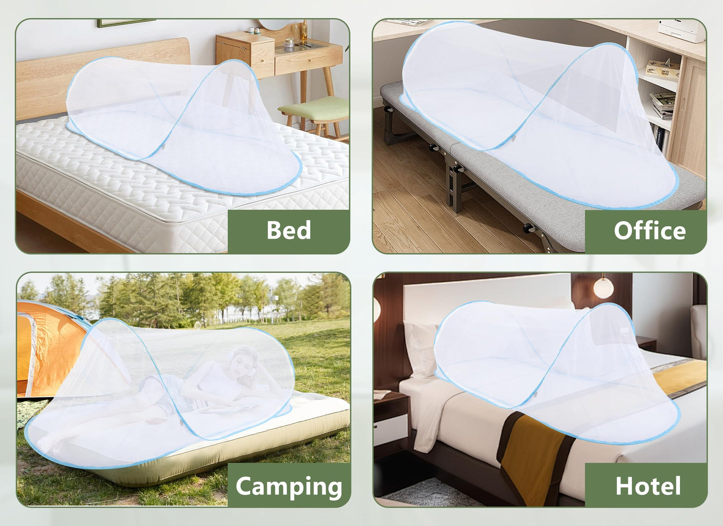 Gugxiom Foldable Net Pop Up for Single Bed, Portable Travel Net, für Bedroom, Outdoor, Camping