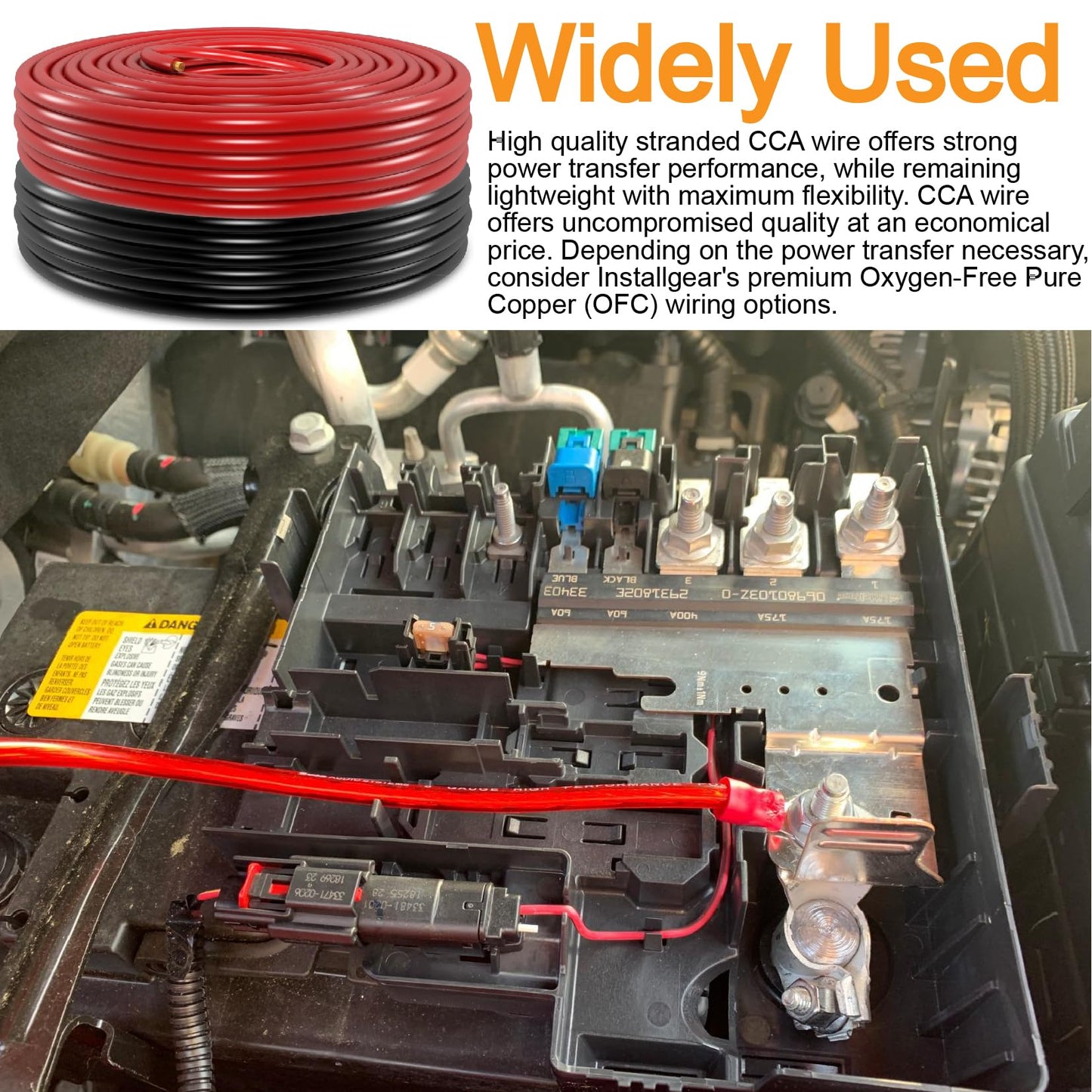 10 Gauge Wire (100ft Each- Black/Red) Copper Clad Aluminum CCA,20 pcs Lugs Terminal Connectors with 3:1 Heat Shrink Tube for Power/Auto,Amplifier,Ground Cable