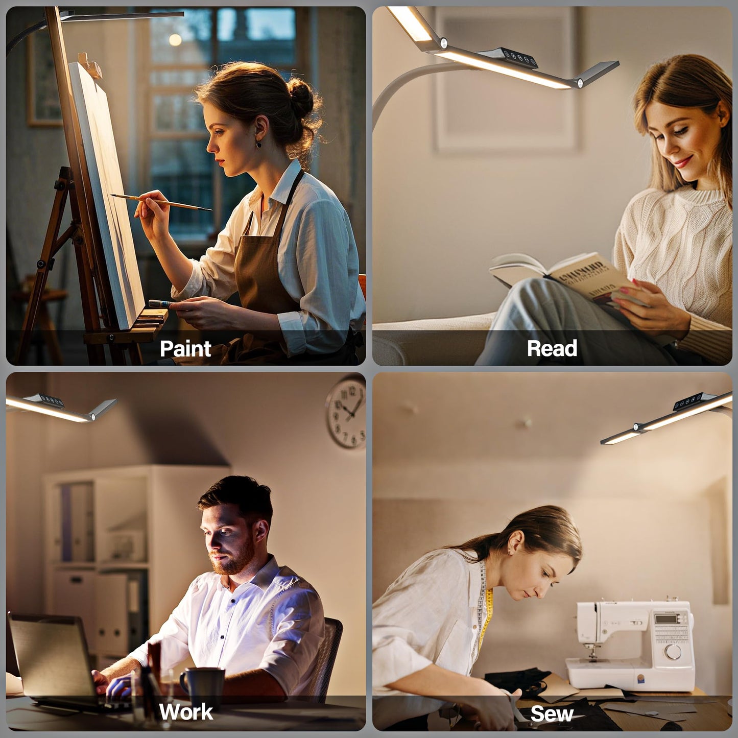VOURTM LED Desk Lamp with Clamp, 24W Eye-Care Desk Light with Smart Remote, Stepless-Dimming and Color Temp Control, Architect Desk Lamp for Home Office, Workbench, Reading, Study, Painting