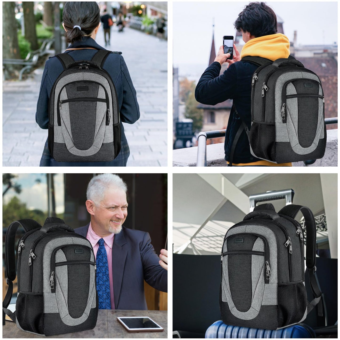 Travel Laptop Backpack Men, School Backpacks for Teen Girls Water Resistant Back Pack, Business Anti Theft Slim Sturdy Computer Bag Gifts Fits 15.6 Inch Laptop with USB Charging Port, Blackgrey