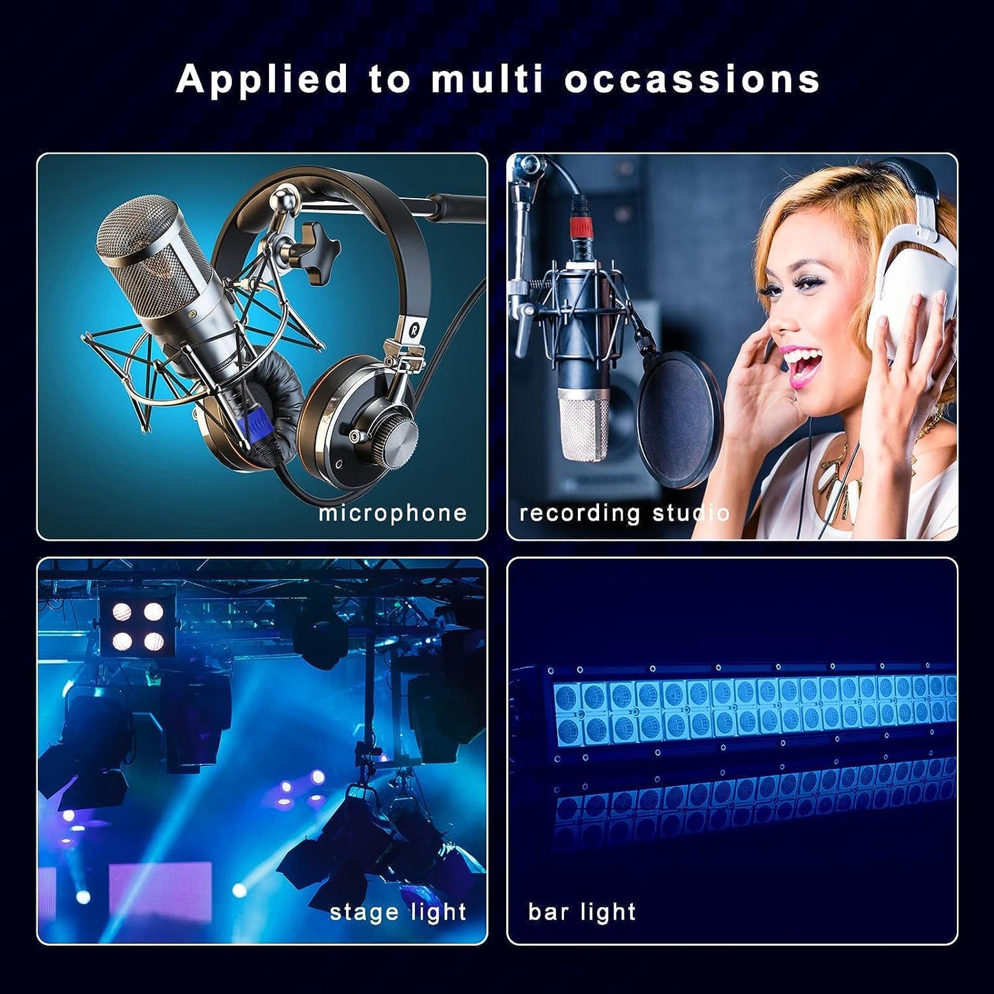 AuxLink 25ft XLR Microphone Cable 2Pack - Gold-Plated 3-Pin Male to Female, Compatible with Microphones, Speaker Systems, Stage Lighting and More