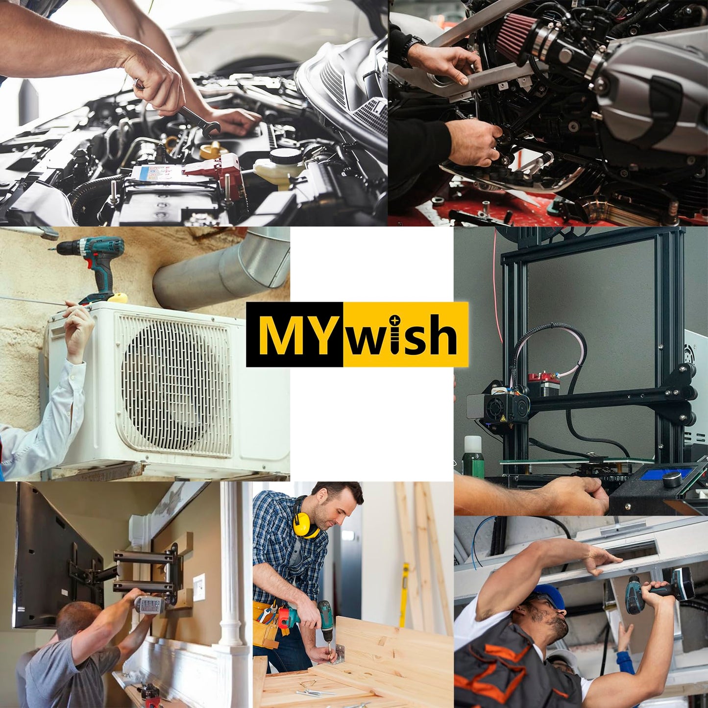 Mywish 448PCS M5 M6 M8 Bolt Screw Set, Metric Bolt Assortment, 304 Stainless Steel, Nut and Bolt Set Flat & Spring Washers, Hex Head Cap Screws Bolts and Nuts Kit, Fully Thread