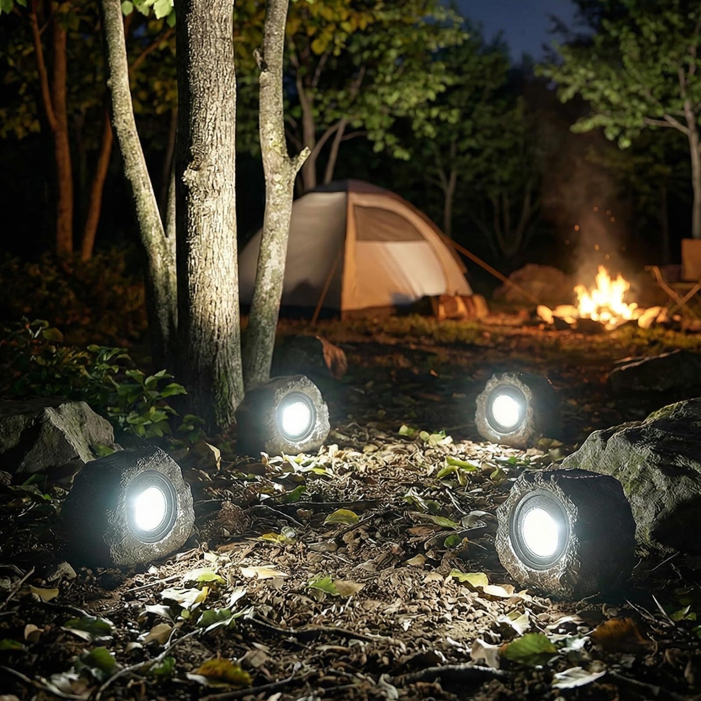Candieslife Solar Garden Rock Lights Outdoor - IP65 LED Waterproof Solar Spotlight, Solar Powered Landscape Path Decorative Garden Stone Lights for Pathway, Walkway, Yard, Patio (2 Pack)
