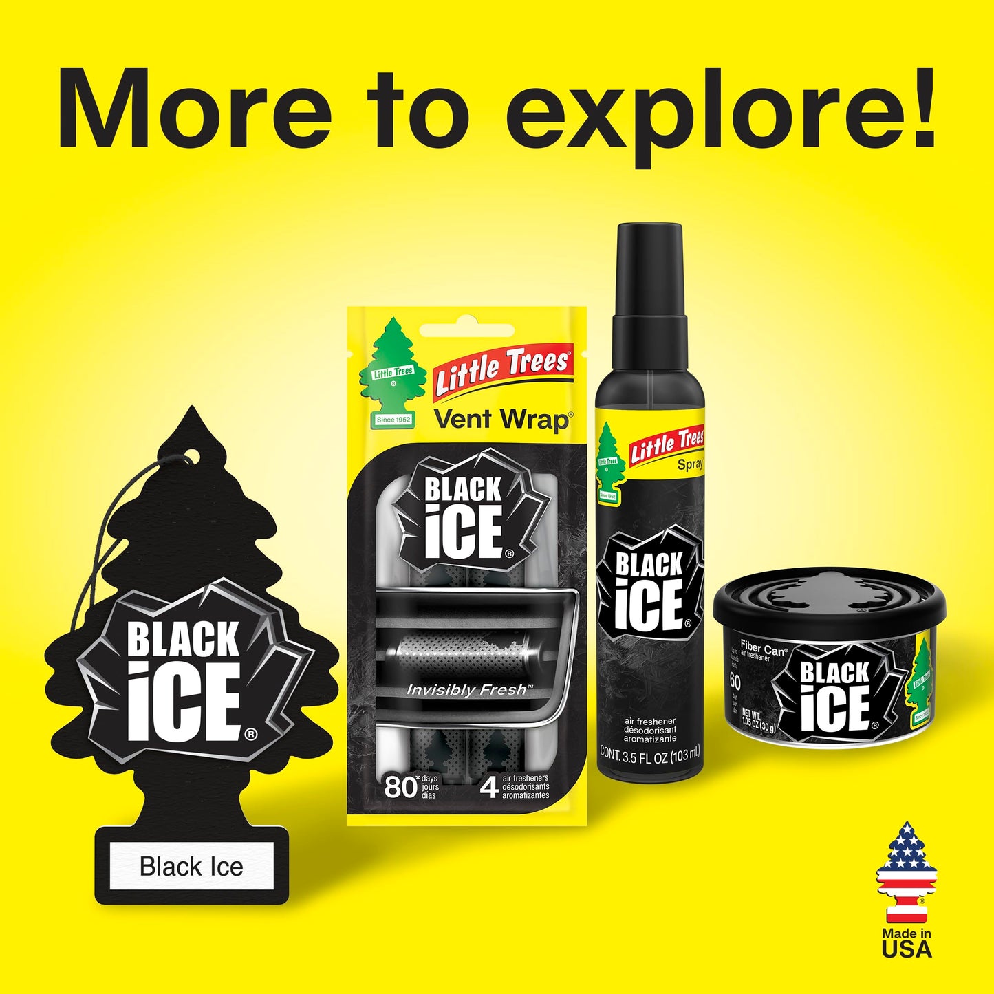 LITTLE Air Fresheners Car Air Freshener. Hanging Tree Provides Long Lasting Scent for Auto or Home. Black Ice, 24 Air Fresheners