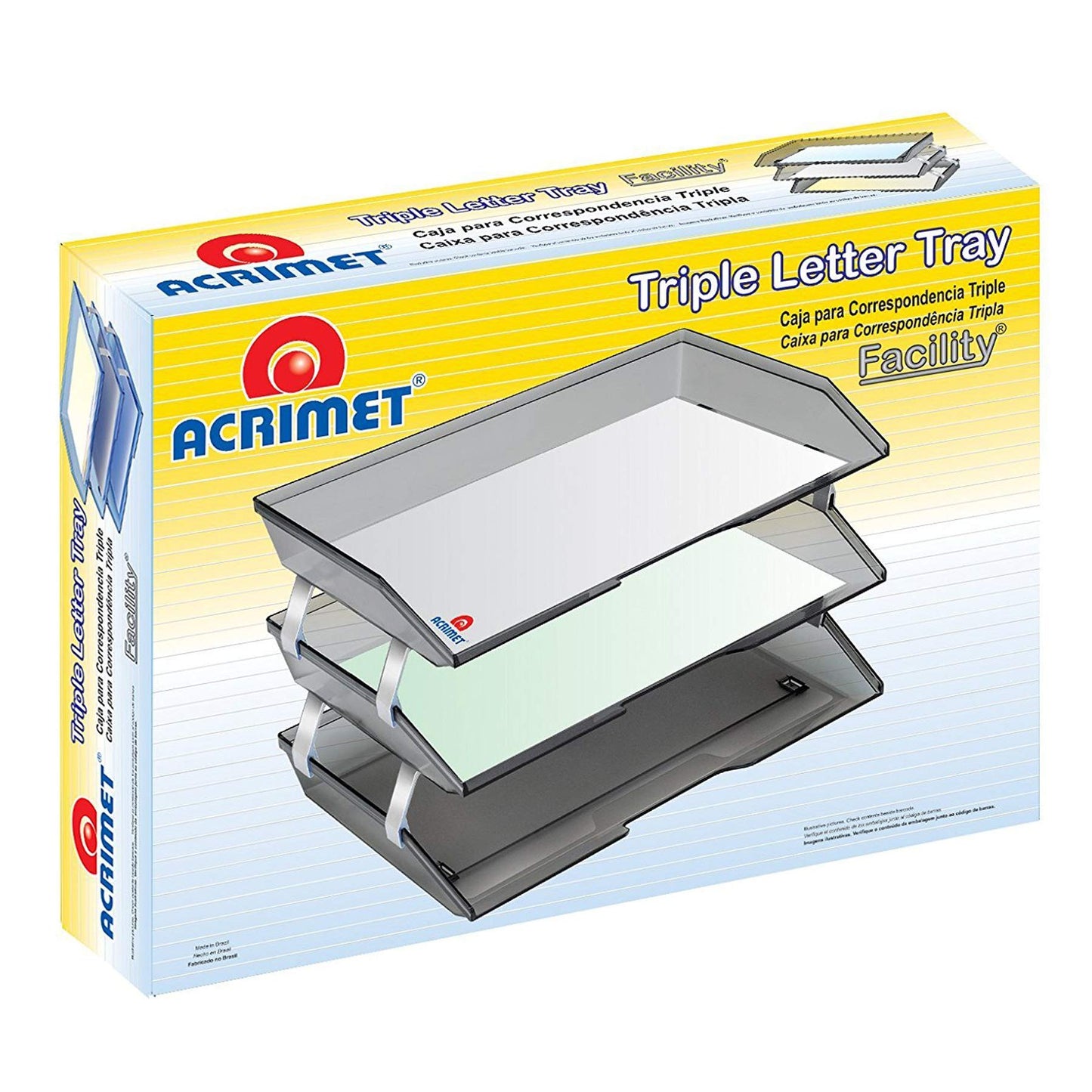 Acrimet Facility 3 Tier Letter Tray, Side Load, Letter Size/A4, Desktop File Organizer, Plastic (White Color)