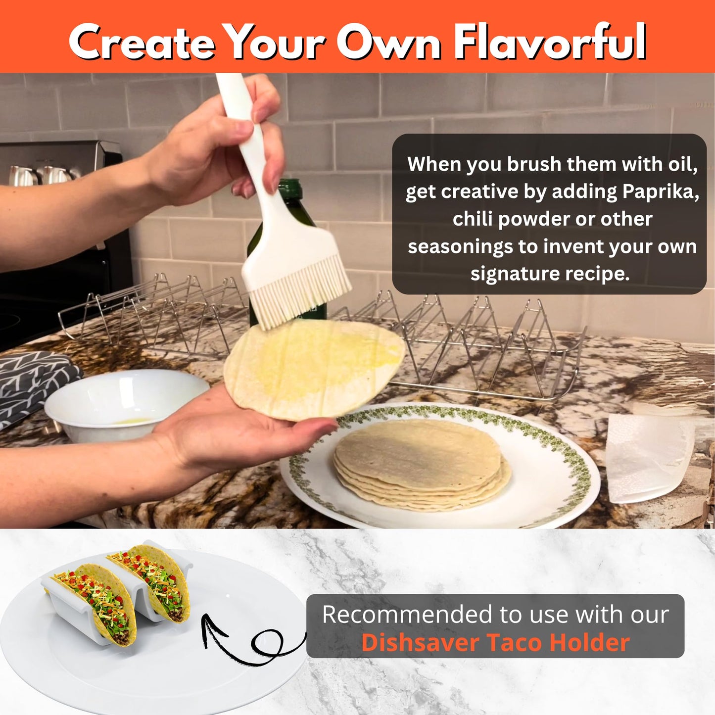 Taco Shell Mold for Oven - No Frying No Waste No Mess, Perfect For Corn Tortillas Up To 6 Inch, Homemade Wider Bases Hard Tacos - Fresh Wholesome Gluten-Free, 8 Baked Crunchy Shells At Once - Set of 2