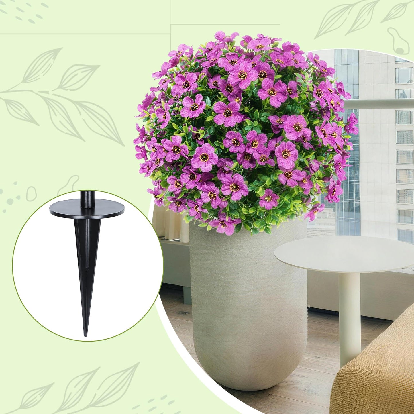 KANEODOT 24''Artificial Flowers for Outdoors,2 Pack Topiary Ball Trees Fake Outdoor Plants with Ground Spike,UV Resistant Faux Shrubs for Garden,Porch,Front,Patio,Violet
