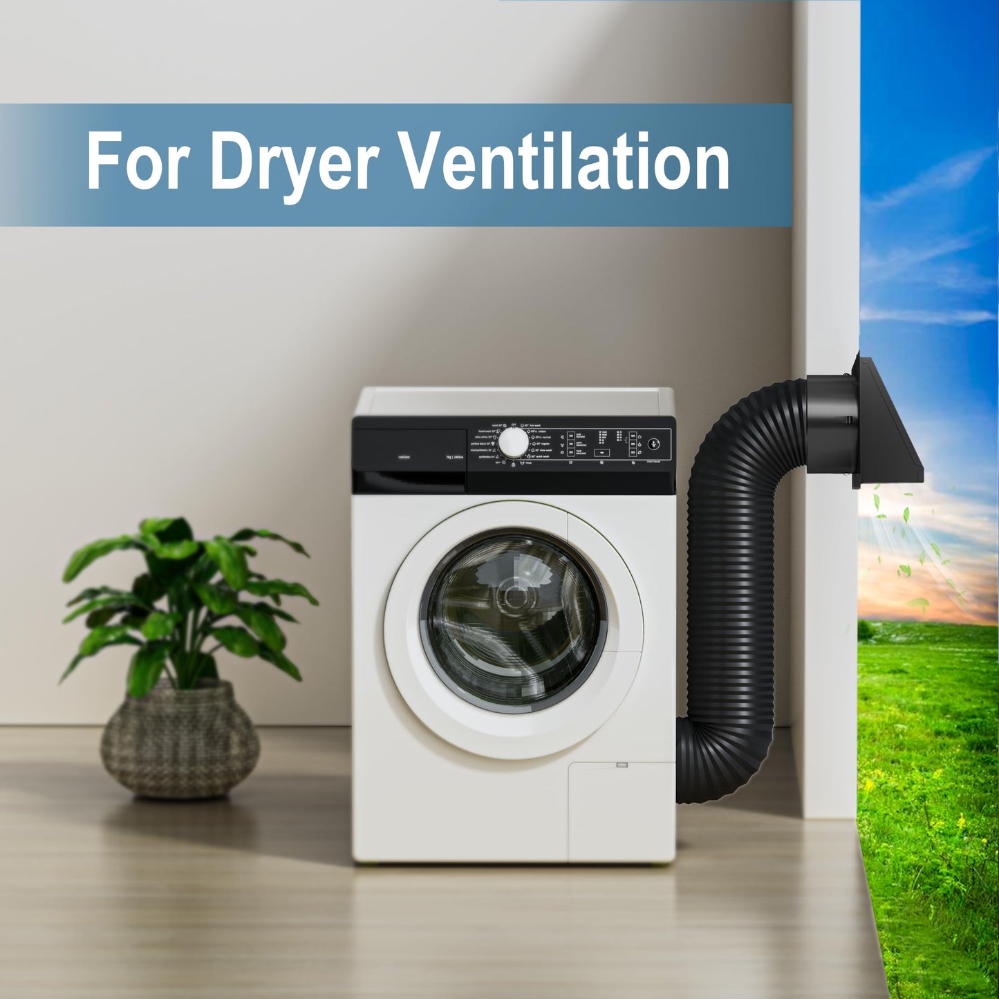 Hon&Guan Dryer Vent Cover Outside with Removable Mesh, 4 Inch Wall Mount Extractor Vent with Rubber Cushioned Non-Return Flap, Metal Outside Dryer Vent Cover for House, Black