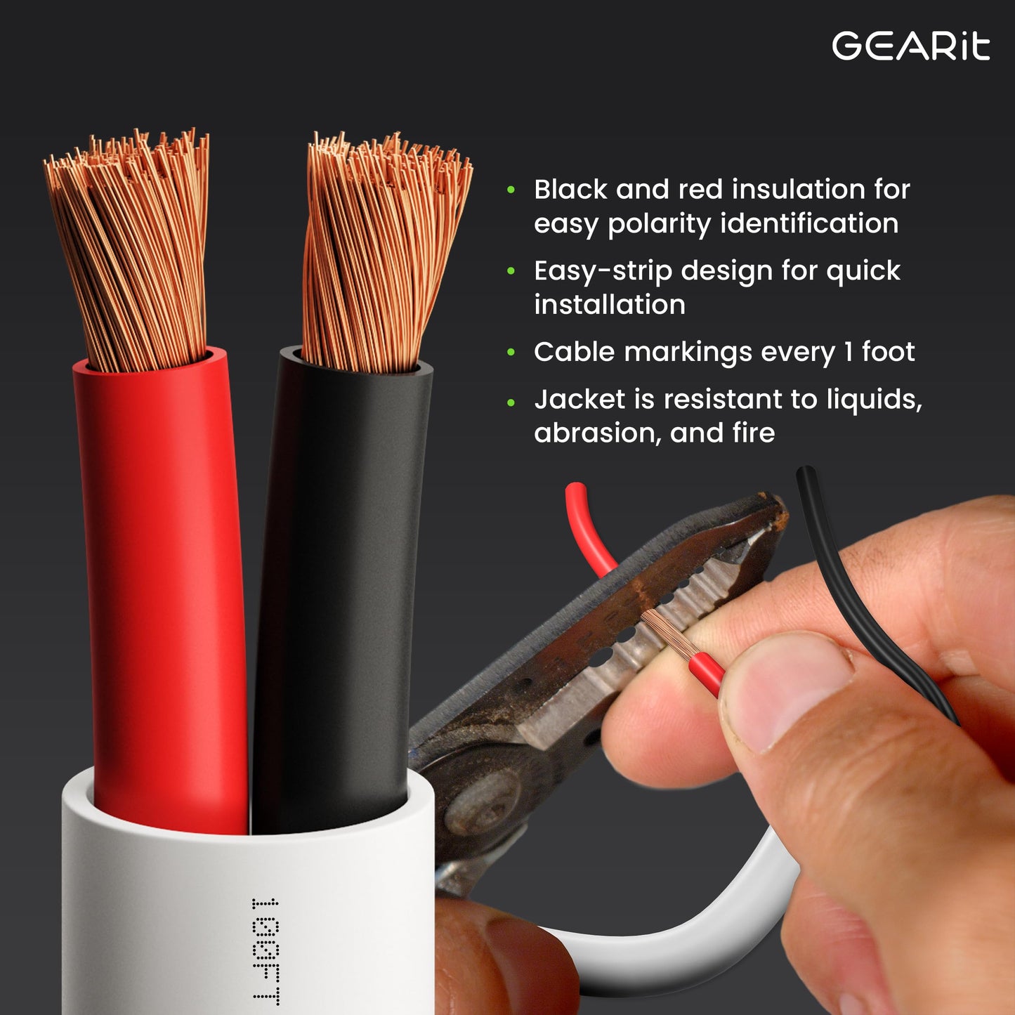 GearIT 12/2 Speaker Wire (100 Feet) 12AWG Gauge - in Wall Audio Speaker Wire Cable / CL2 Rated / 2 Conductors - OFC Oxygen-Free Copper, White 100ft